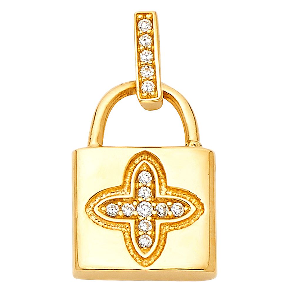 Gold Cubic Zirconia Lock Pendant Necklace - Elegant Model 1733 for Women | Perfect Gift for Valentine's Day, Anniversary & Special Occasions