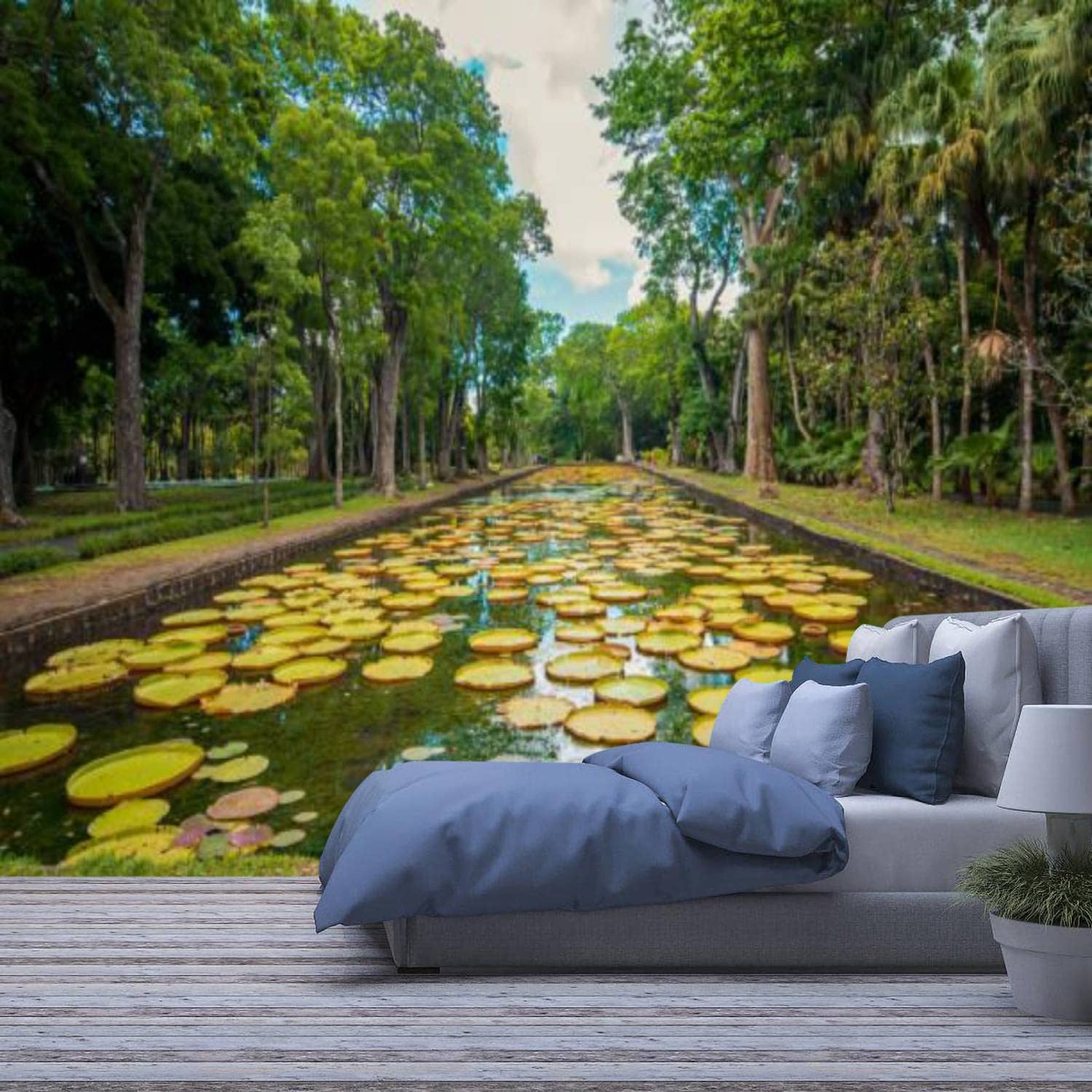 Modern 3D Removable Wallpaper - Self-Adhesive Large Water Lilies Botanical Garden Design | Peel and Stick Wall Murals for Living Room, Bedroom Decor | Perfect for Home, Office & Nursery Renovation