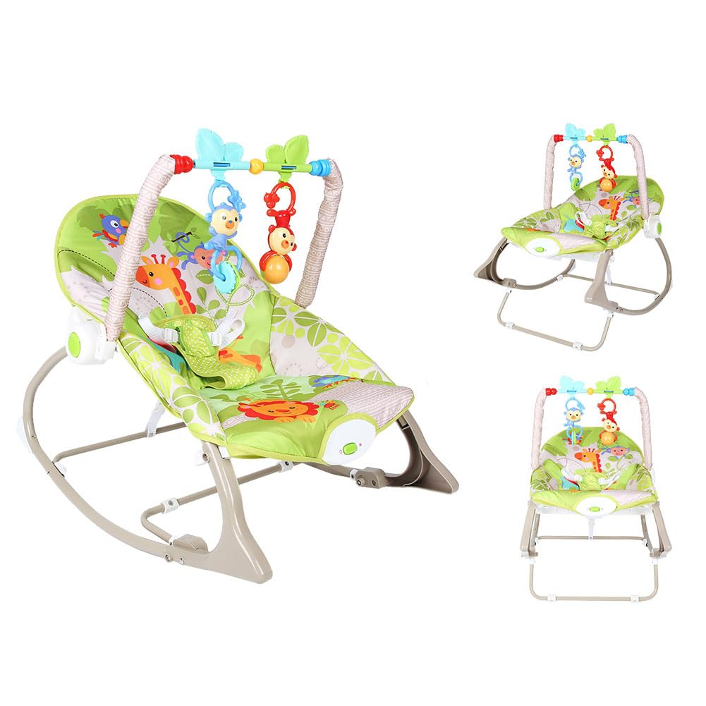 Detachable Soft Baby Rocking Chair Cradle with 2 Toys - Portable Infant Lounge Chair for Newborns | Secure & Comfortable Baby Seat with Removable Cushion | Perfect for Nursery, Bedroom & Travel
