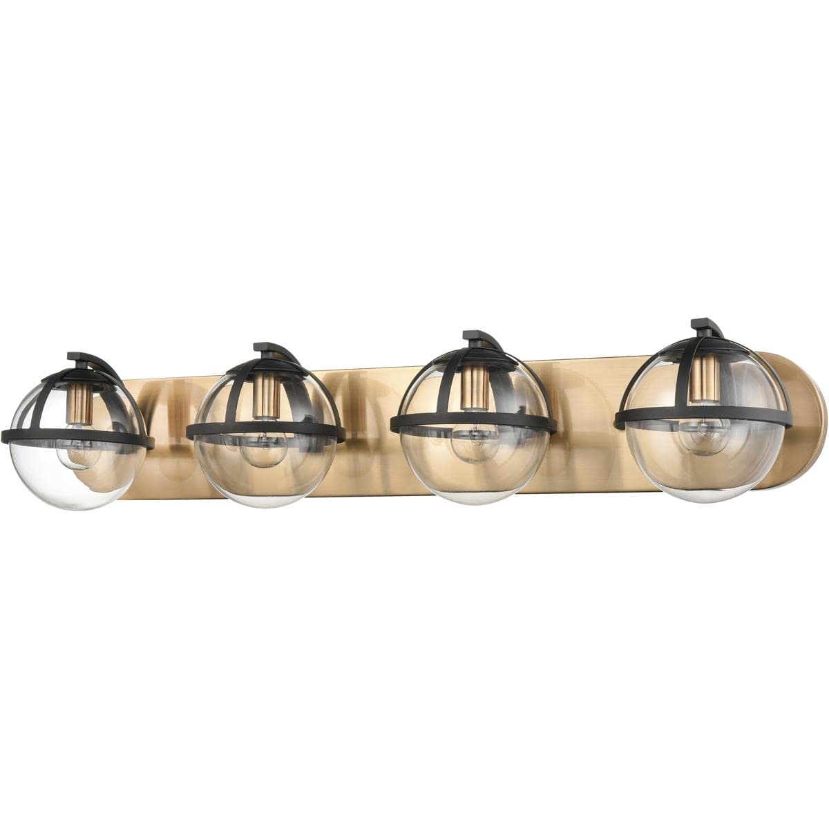 Elk Home Davenay 4-Light Vanity Bathroom Light Fixture - Satin Brass Finish with Clear Glass Shades, Transitional Style for Bedroom, Bathroom & Dressing Room Lighting