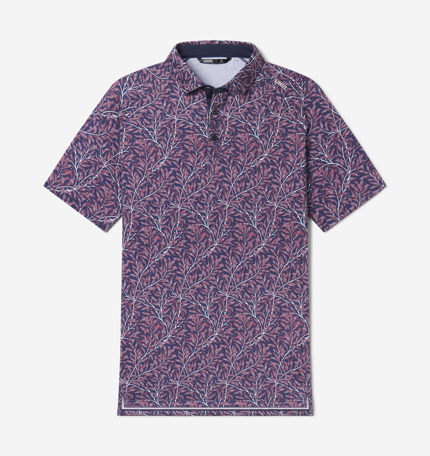 UNRL Men's Botanical Print Polo Shirt - Short Sleeve Casual Button Down Shirt for Golf, Summer & Outdoor Activities