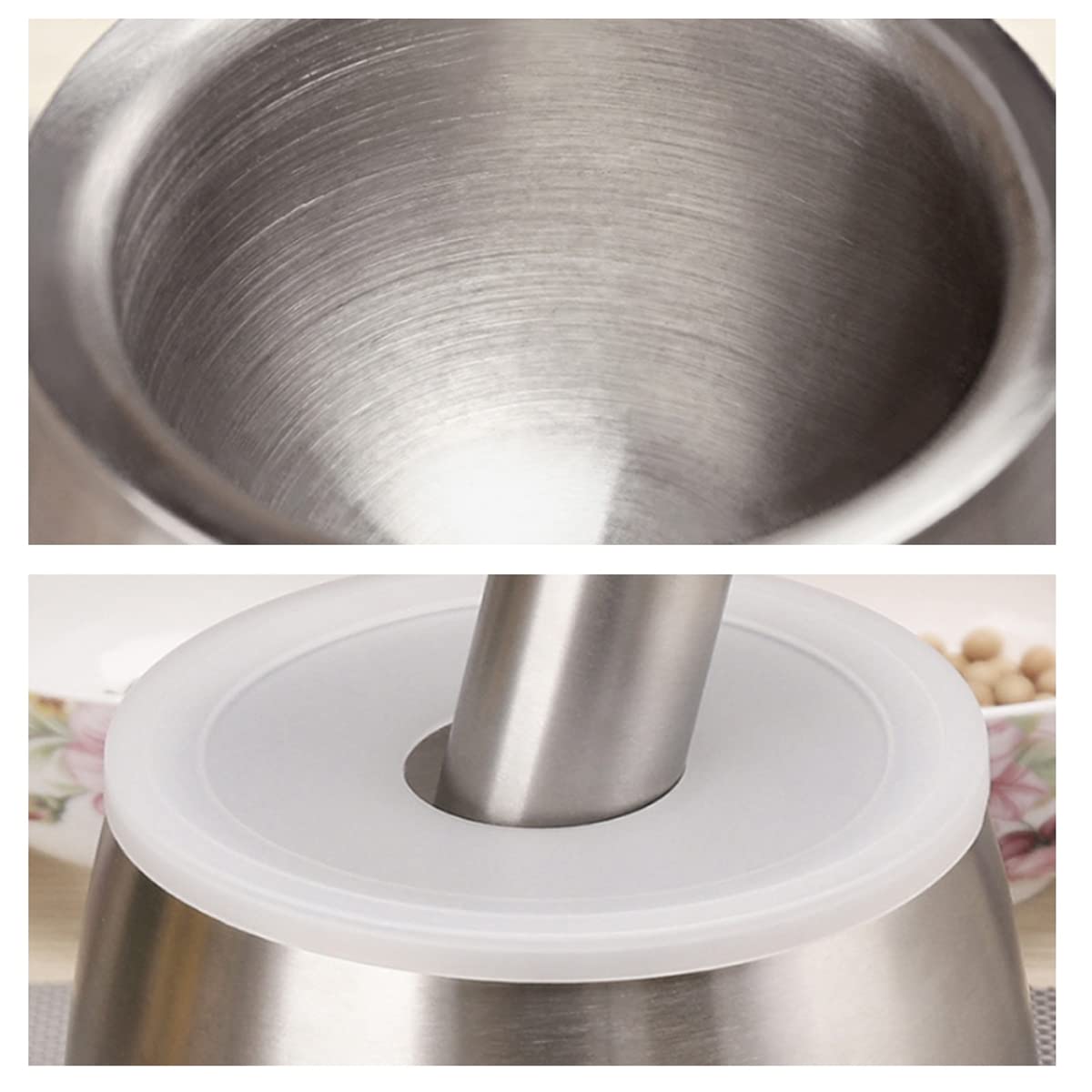 Premium Stainless Steel Mortar and Pestle Set - Manual Food Processor for Grinding Herbs, Spices, Wet & Dry Ingredients - Large Kitchen Tool with Lid for Cooking, Baking & Herbal Medicine Preparation