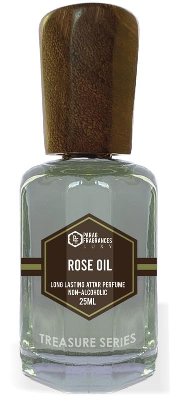 Parag Fragrances Rose Oil Attar 25ml - Natural Long Lasting Perfume for Men | Alcohol-Free Ittar for Pooja, Worship & Daily Wear | Treasure Series Premium Fragrance Oil for Aromatherapy & Spiritual Use