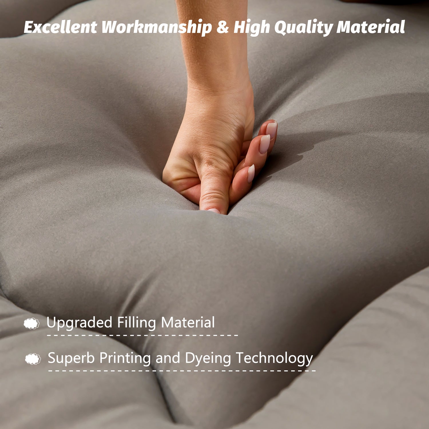 MAXYOYO Charcoal Grey Japanese Futon Mattress - Foldable Floor Mattress for Guest Bed, Camping & Small Spaces | Comfortable & Space-Saving Sleeping Solution