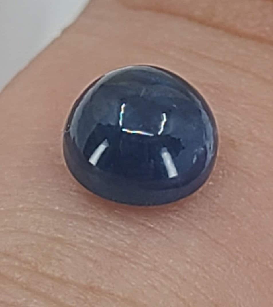 1.54ct Natural Medium Blue Sapphire Cabochon - 6mm Round Top Quality Gemstone for Jewelry Making & Engagement Rings