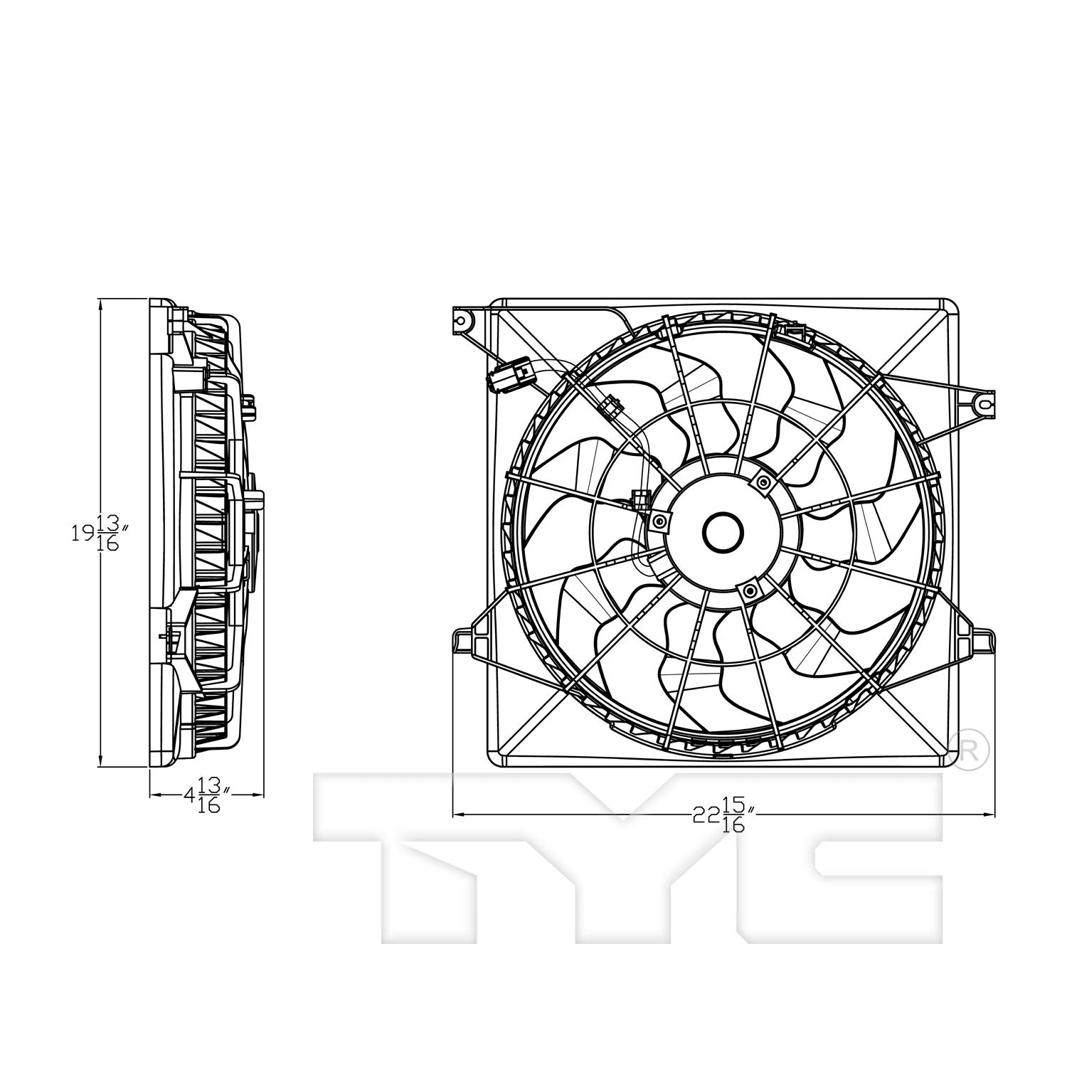 TYC 623860 Cooling Fan Replacement for KIA SORENTO 2011-2019 - OEM Compatible Radiator Cooling Fan Assembly - Perfect for Engine Overheating Prevention & AC Performance