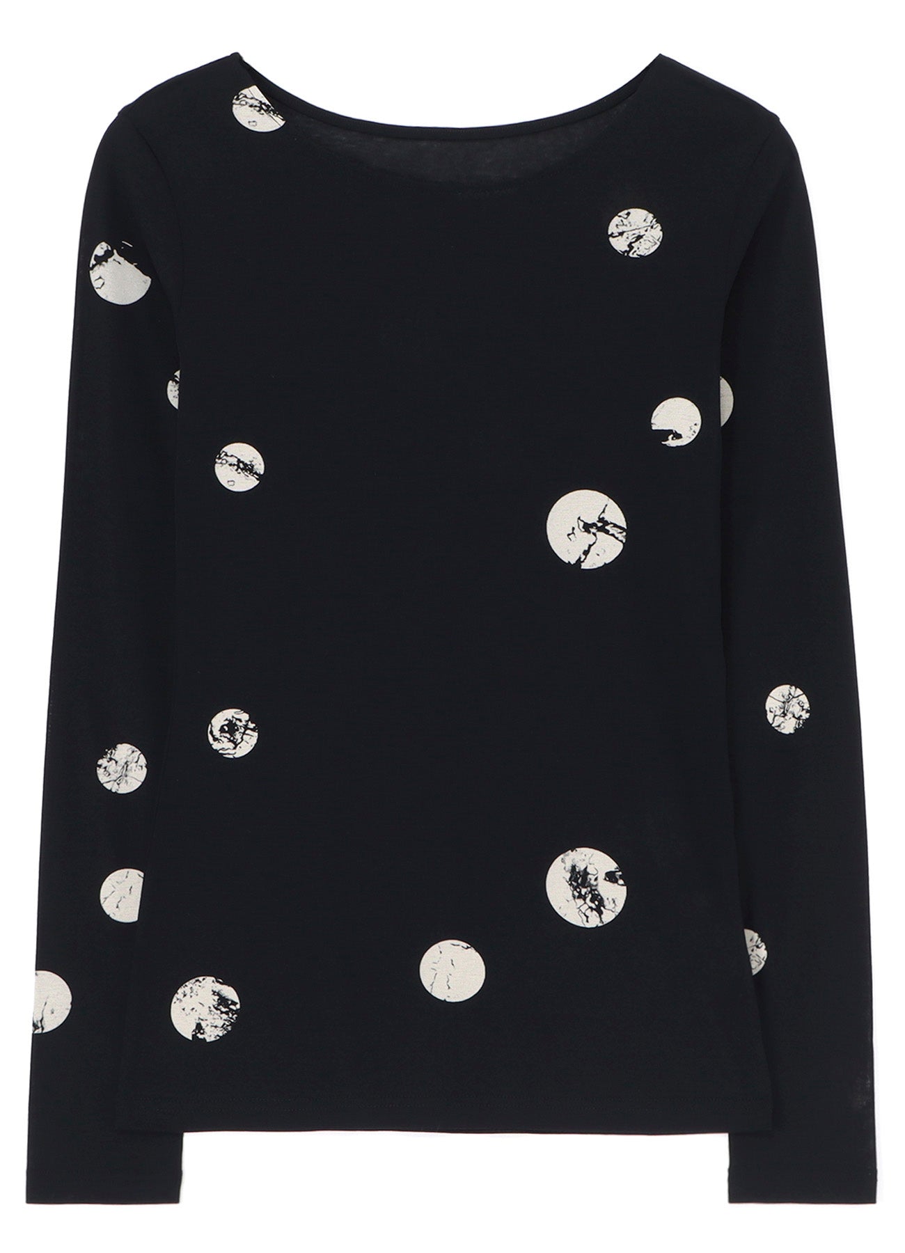Discharging Dot Long Sleeve Round Neck T-Shirt - Comfortable Casual Wear for Everyday Outfits & Relaxing at Home