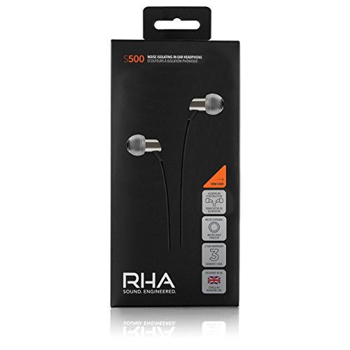 RHA S500 Ultra Compact Noise Isolating Aluminum In-Ear Headphones with High-Fidelity Sound - Perfect for Commuting, Workouts & Travel