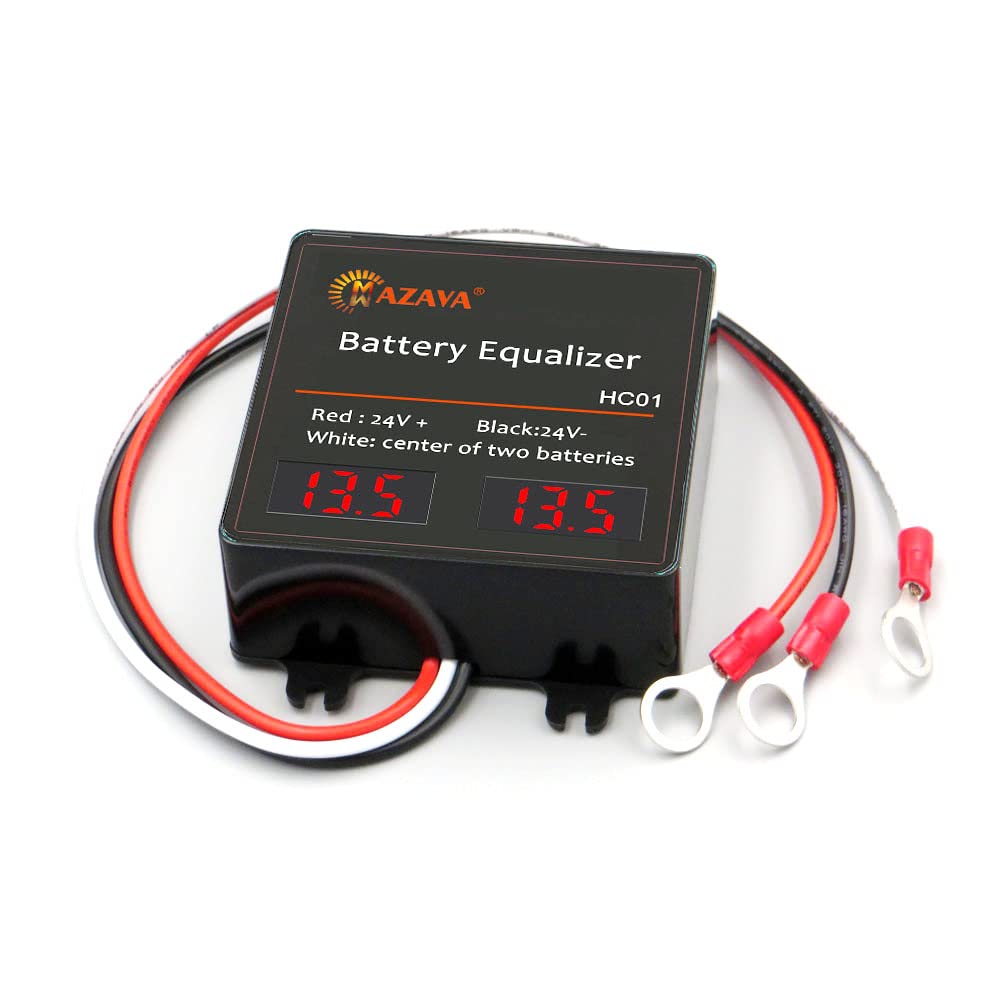 Mazava HC01 24V LED Tube Display Battery Equalizer & Voltage Balancer - Extend Battery Life for Gel, Flooded, AGM & Lithium Batteries | Ideal for Solar Power Systems, RVs, Boats & Off-Grid Applications