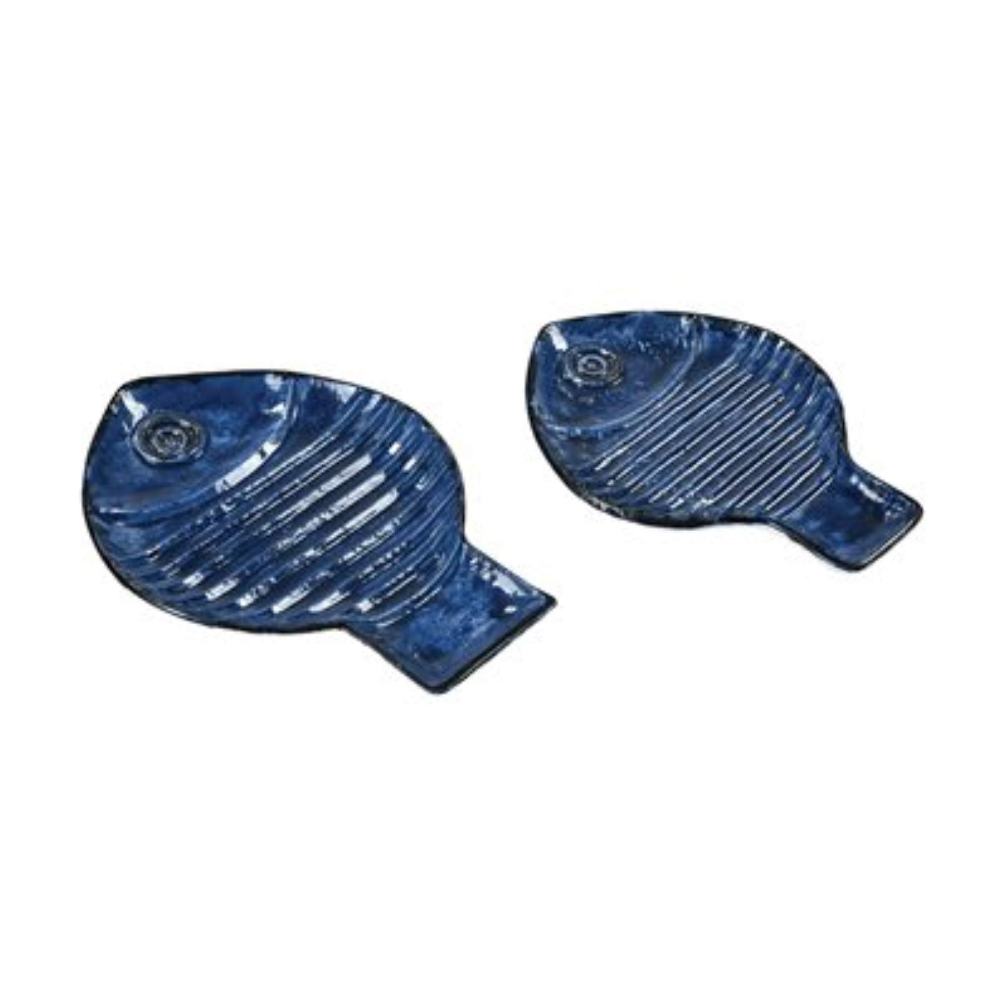 Elk Lighting 351-10606/S2 Navy Glaze Tray Set - Decorative Serving Trays for Dining, Kitchen, and Home Decor