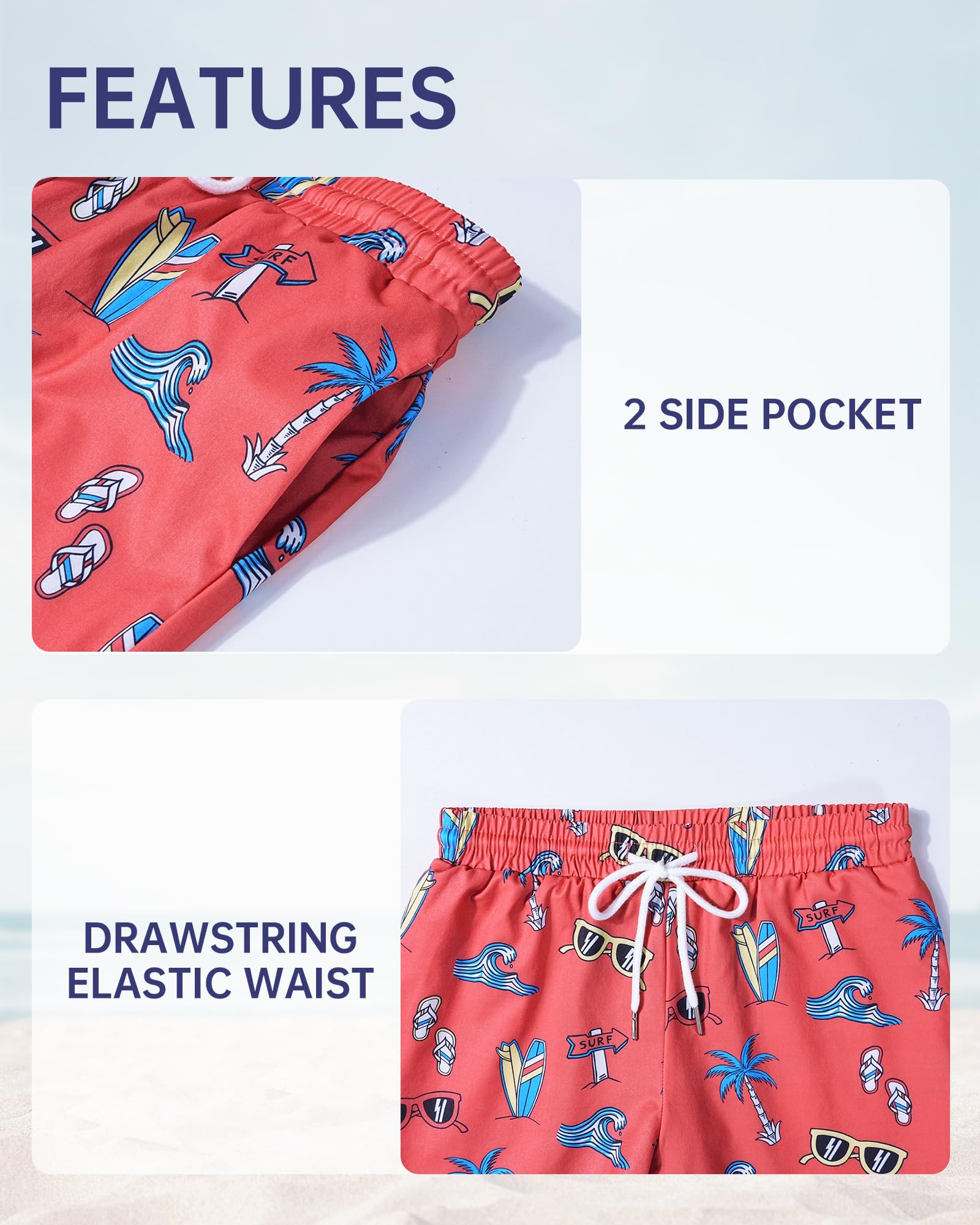 HASMES Boys Swim Trunks with Compression Liner - Quick Dry Bathing Suit & Board Shorts for Kids & Teens 5-14 Years - Perfect for Swimming, Beach, Pool & Water Sports Activities