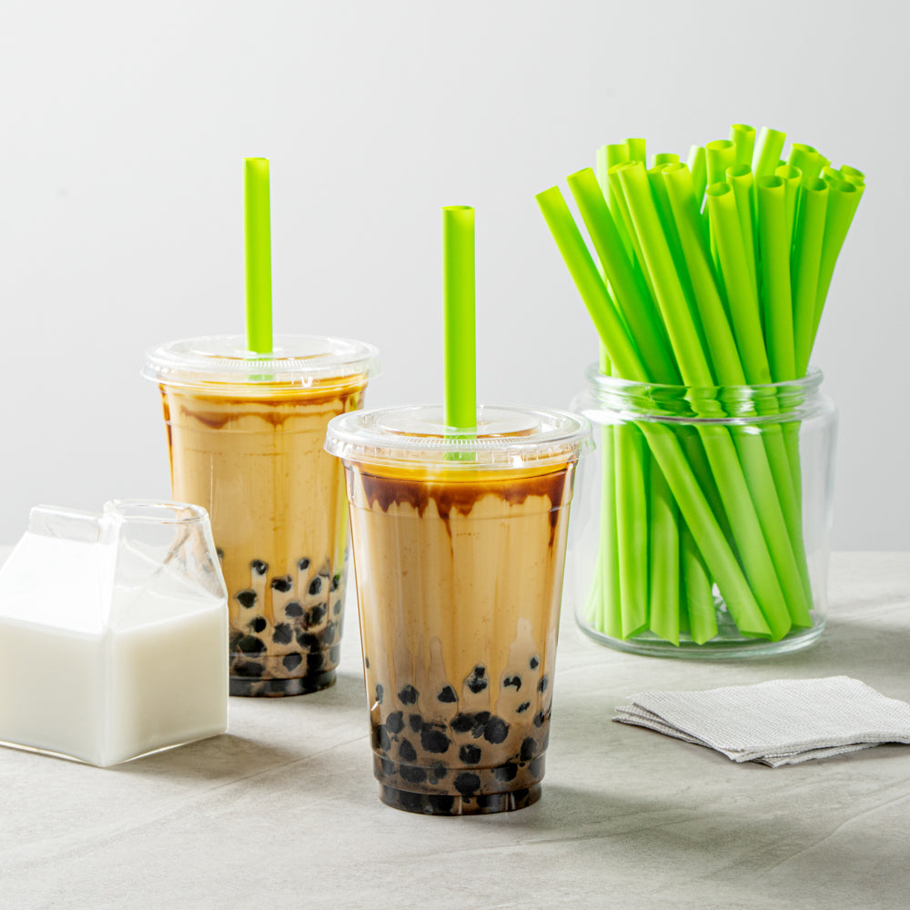 Eco-Friendly Compostable PLA/PBAT Plastic Boba Straws - 100 Count Box | Biodegradable Drinking Straws for Bubble Tea, Smoothies & Cold Drinks | Sustainable & Green Alternative to Plastic Straws