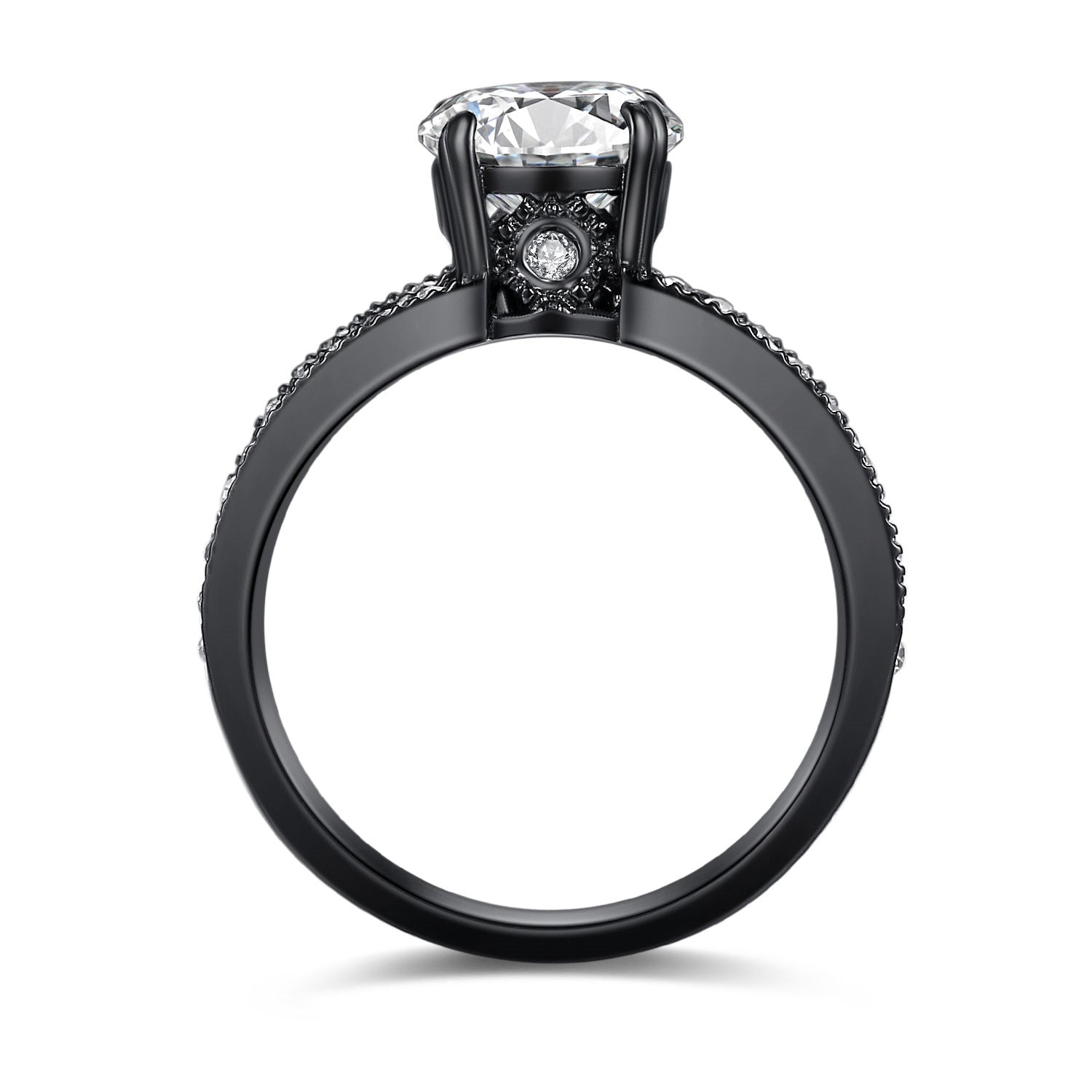 MABELLA Black Stainless Steel Couple Rings for Men & Women - CZ Engagement Wedding Band Set - Perfect for Anniversaries, Proposals, and Romantic Gifts