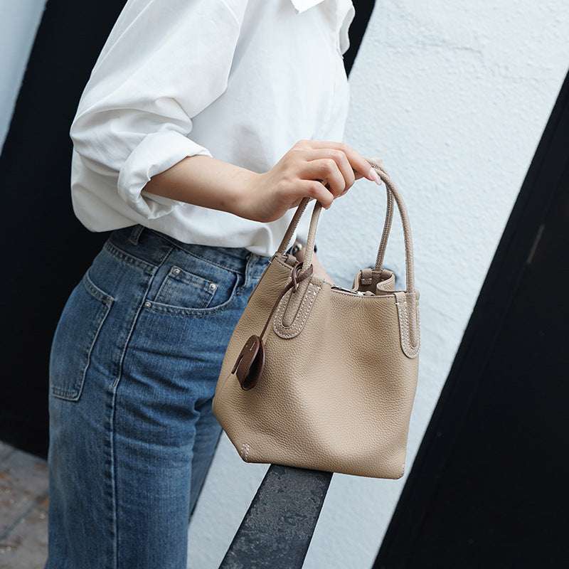 Mini Leather Bucket Bag for Women - Stylish Crossbody Purse with Adjustable Strap - Perfect for Travel, Shopping & Everyday Use