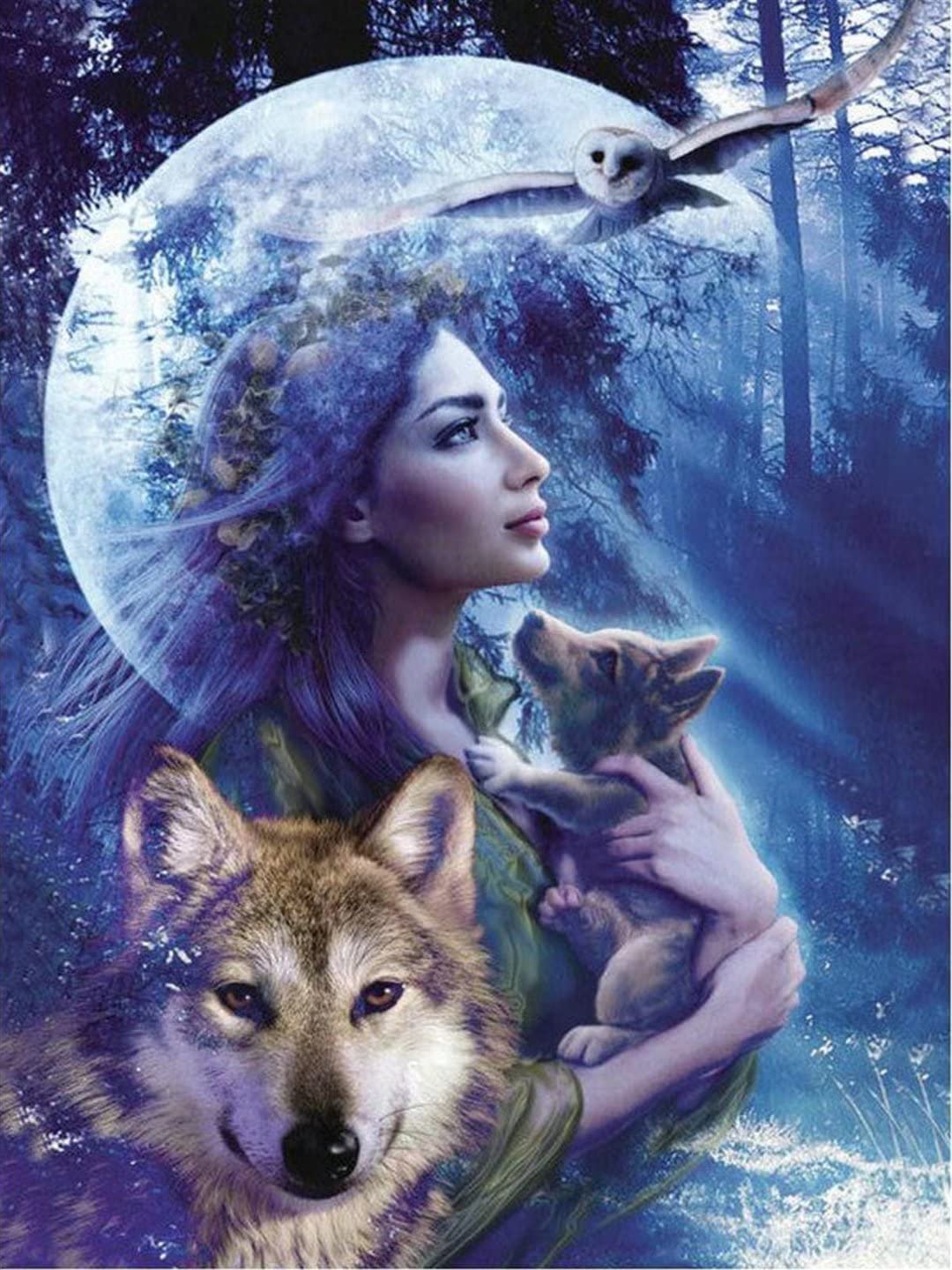 1000 Piece Jigsaw Puzzle for Adults - Wolf and Woman Art Puzzle (38x26cm) | Challenging Brain Teaser for Family Game Night & Stress Relief Activity