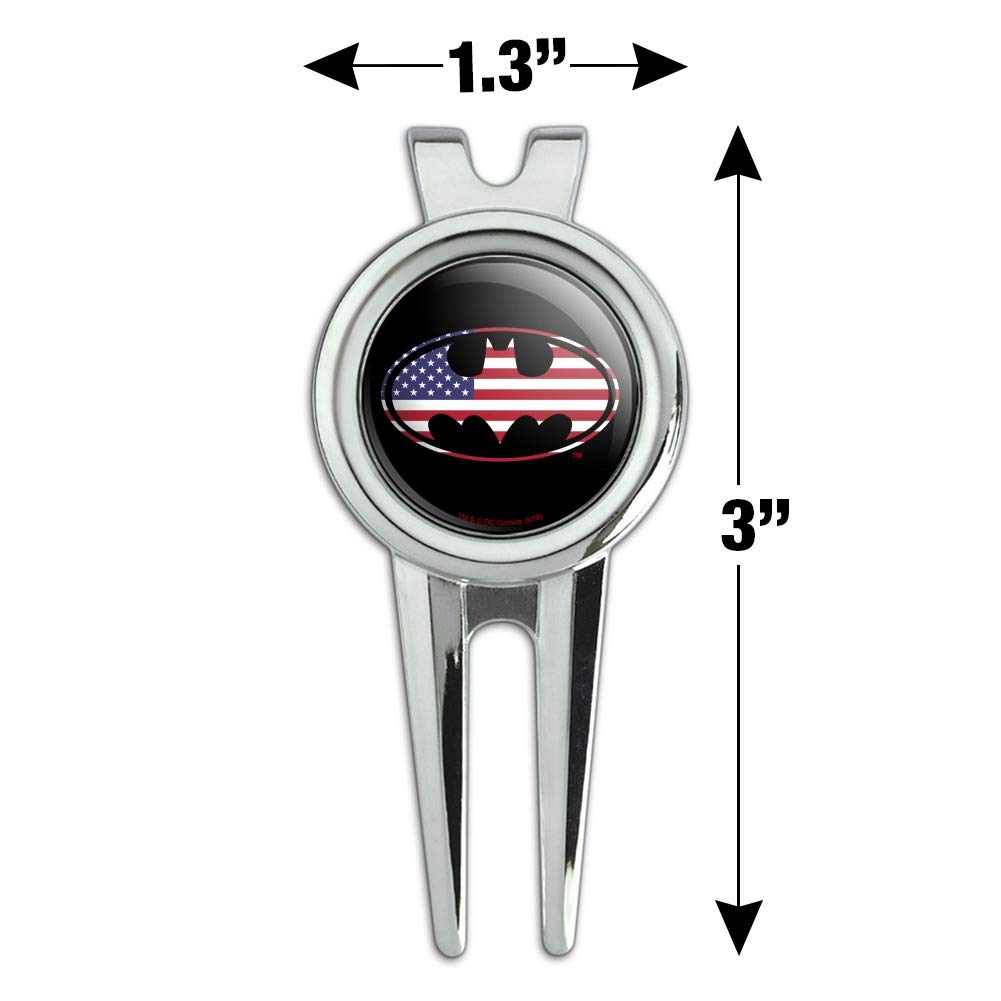 Batman USA Flag Shield Logo Golf Divot Repair Tool & Ball Marker - Patriotic Golf Accessories for Superhero Fans | Perfect for Golf Tournaments, Gifts & Collectors