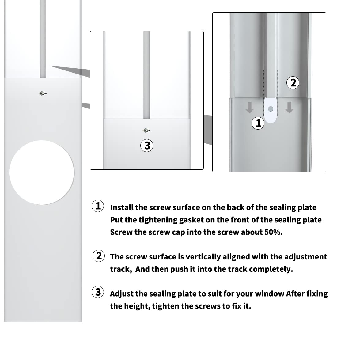 Gulrear Universal Portable Air Conditioner Window Vent Kit - 3 Adjustable Slide Seal Plates & 5.9