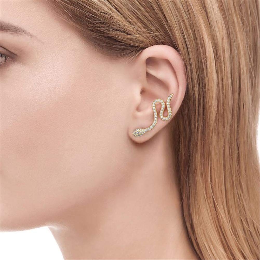 Jeulia 1.65 Carat Diamond Climber Earrings for Women - 925 Sterling Silver Snake Stud Earrings 14K Gold Plated Hypoallergenic Jewelry - Perfect for Parties, Weddings & Everyday Elegance