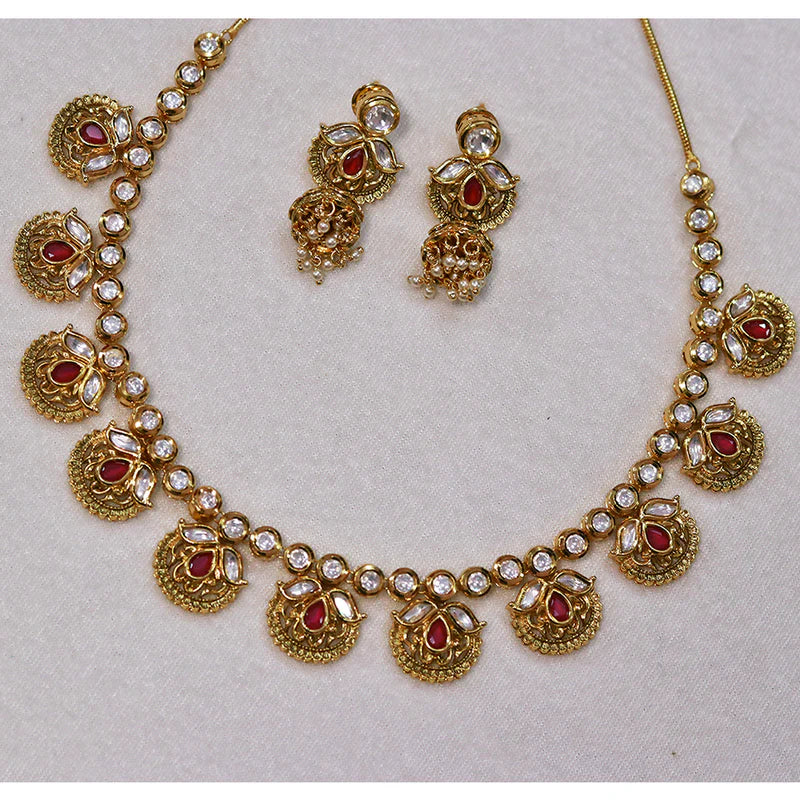 Luxury Gold Plated Royal Necklace and Earrings Set (D580) - Perfect for Weddings, Parties & Special Occasions