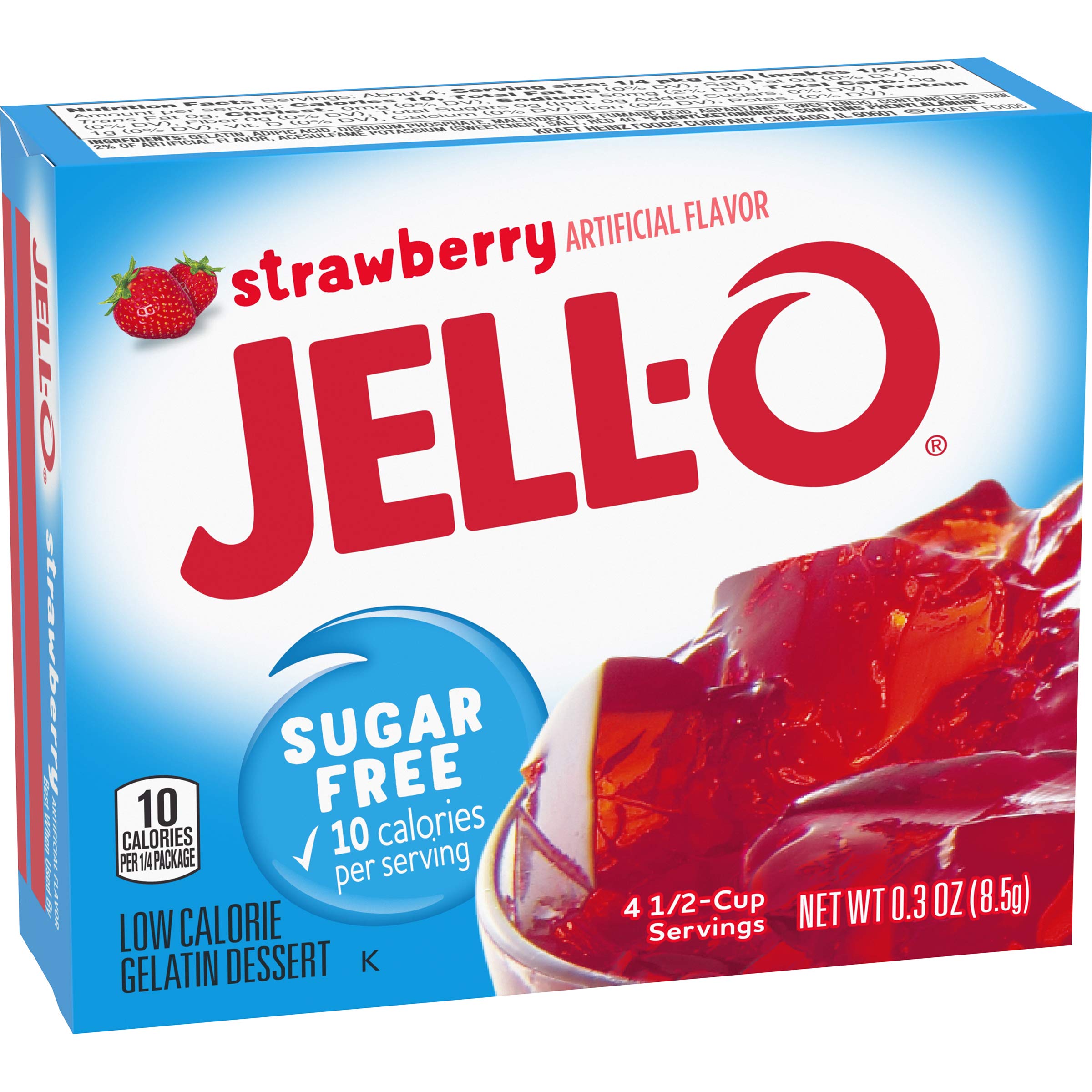 Sugar Free Strawberry Jell-O Gelatin Dessert Mix - 24 Pack (0.3 oz Boxes) | Low Calorie Snack for Kids, Keto Diet & Party Treats
