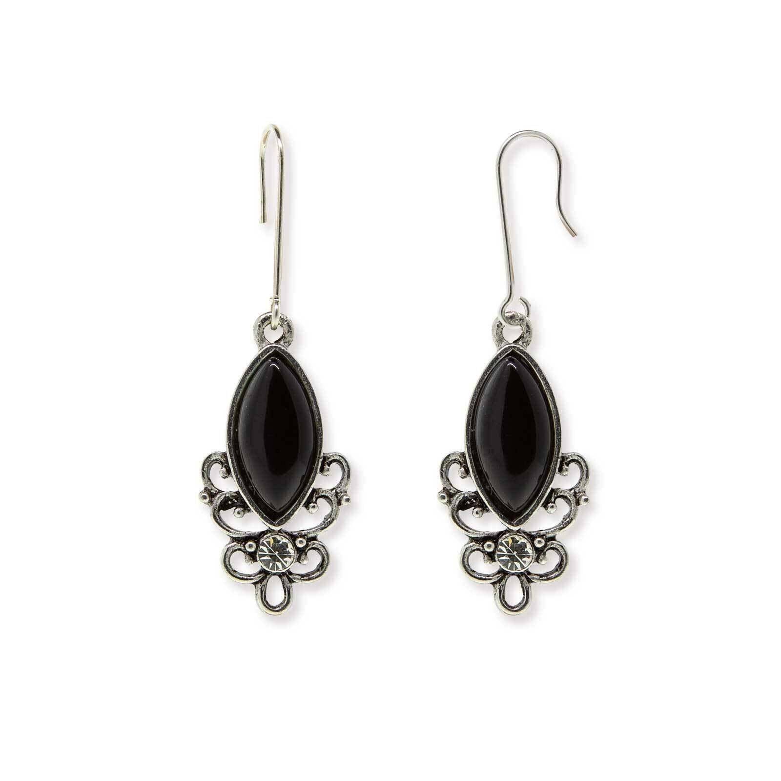 1928 Jewelry Classic Filigree Navette Gemstone Earrings - Vintage Inspired Dangle Earrings for Women - Perfect for Weddings, Parties & Special Occasions