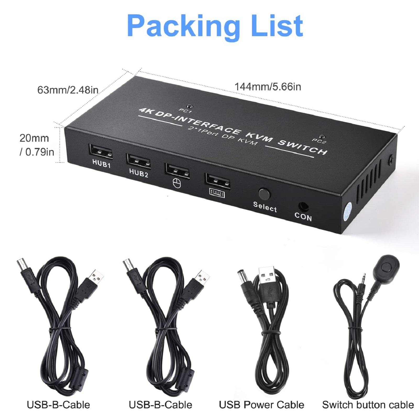 2023 WANSUPYIN 2-in-1 Out 4K HDMI DisplayPort KVM Switch - Dual Monitor Switcher for PC, Mouse, Keyboard & Printer | Perfect for Home Office & Gaming Setup