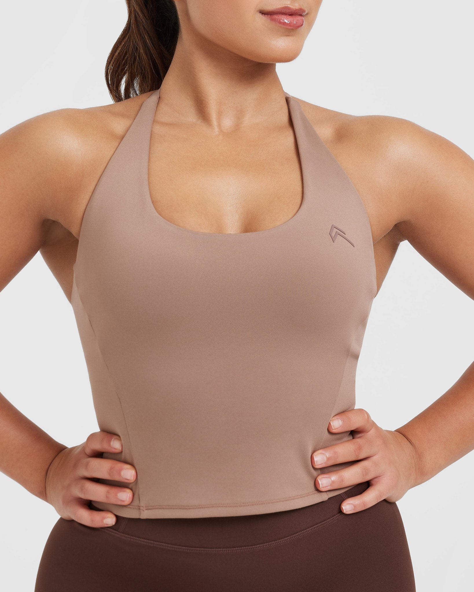 Timeless Halter Neck Mid Vest in Deep Walnut - Women's Fashion Tank Top for Summer, Beach, and Casual Outfits