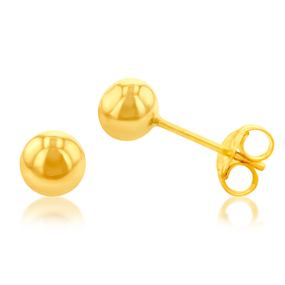 9ct Yellow Gold 5mm Ball Stud Earrings for Women - Classic Round Gold Stud Earrings for Everyday Wear, Gift Giving & Special Occasions