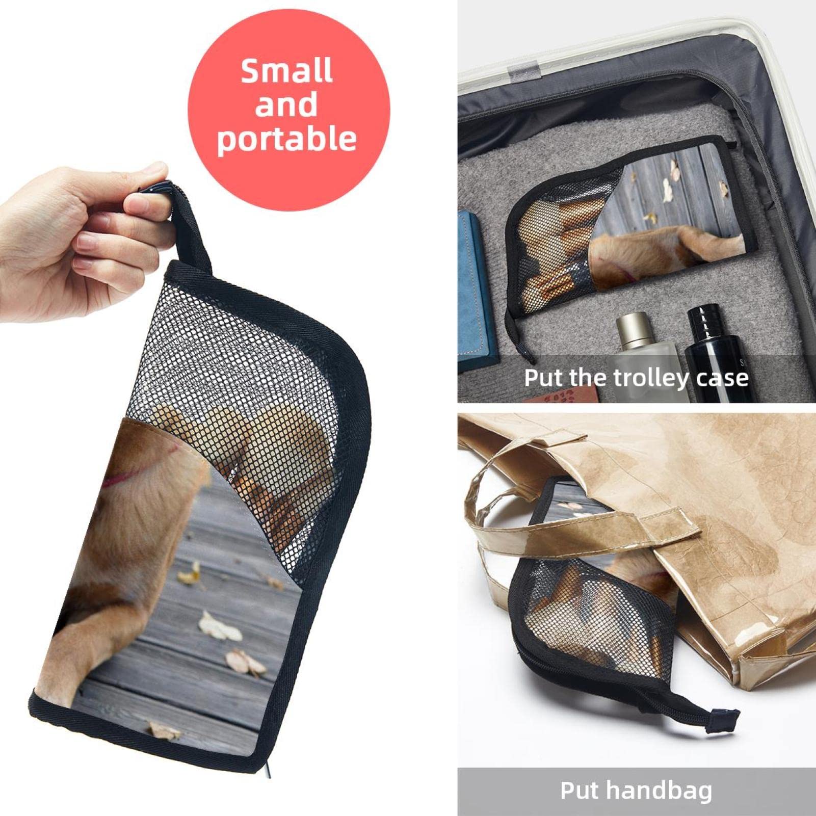 12-Piece Makeup Brush Organizer Bag with Portable Holder Case - Autumn Brown Dog Ball Design for Travel & Home Storage | Perfect Cosmetic Brush Set for Professional Artists & Beginners