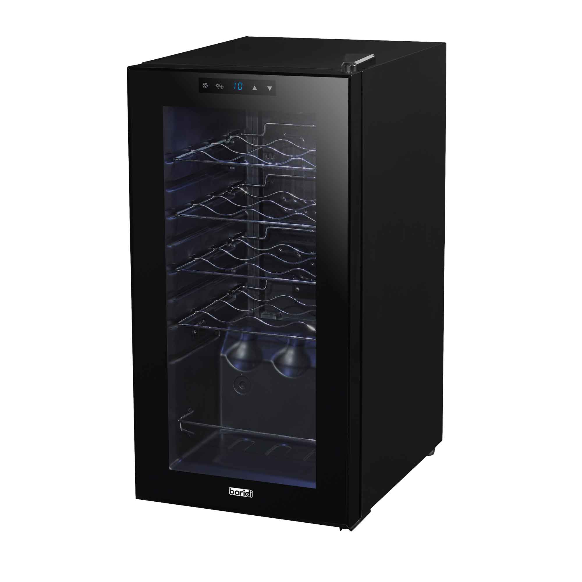 Baridi 15 Bottle Wine Fridge with Touch Controls & LED Light - Compact Black Wine Cooler for Home, Office, or Restaurant - Perfect for Red, White, and Sparkling Wine Storage