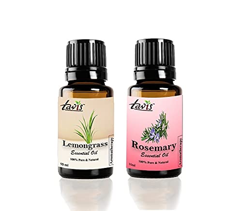 Pure Lemongrass Essential Oil & Rosemary Essential Oil for Aromatherapy, Massage, Diffuser, Skin & Hair Care – 100% Natural Therapeutic Grade