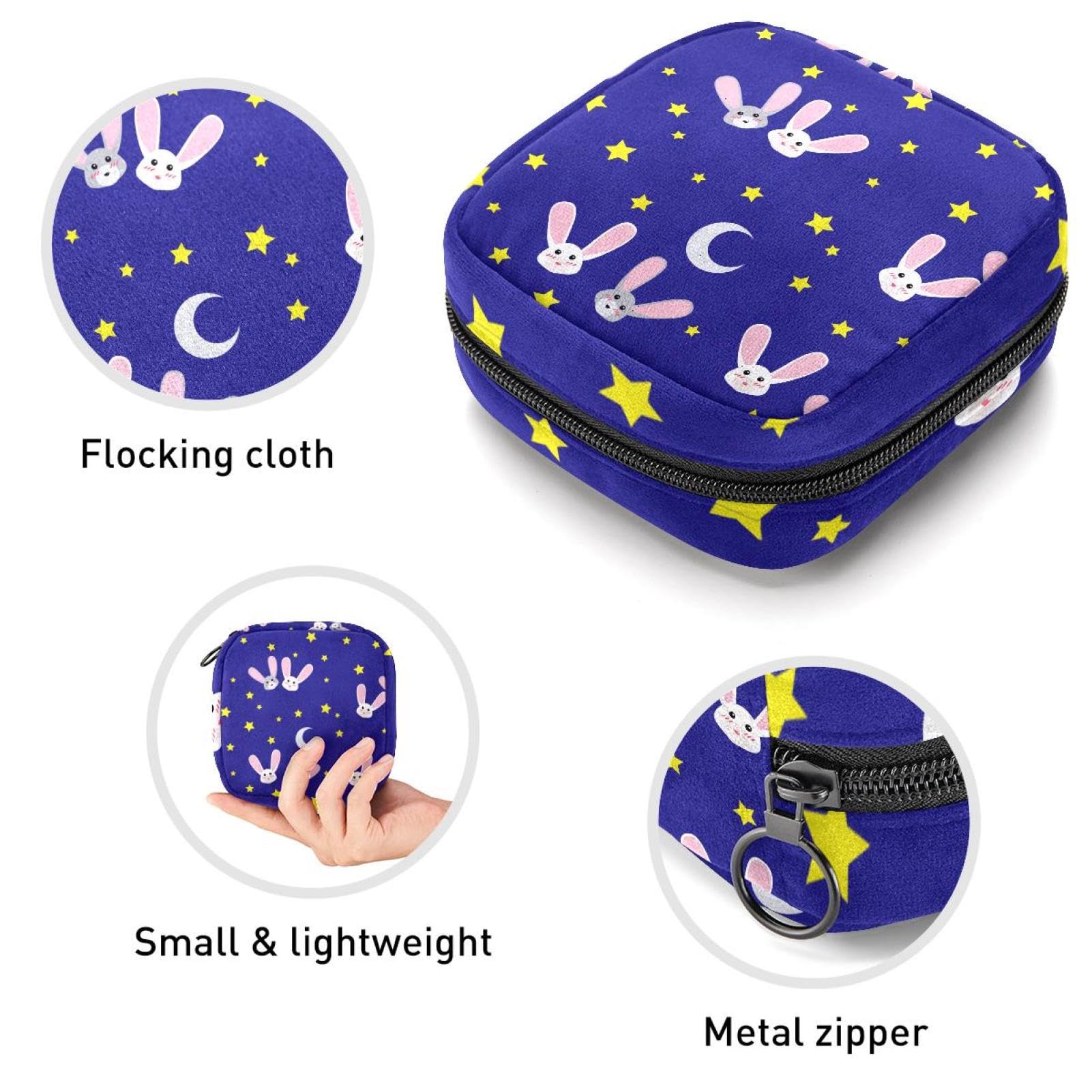 Organic Cotton Menstrual Pouch for Pads & Cups - Cute Animal Print Travel Organizer for Women & Girls - Perfect for School, Gym, and On-the-Go Period Care