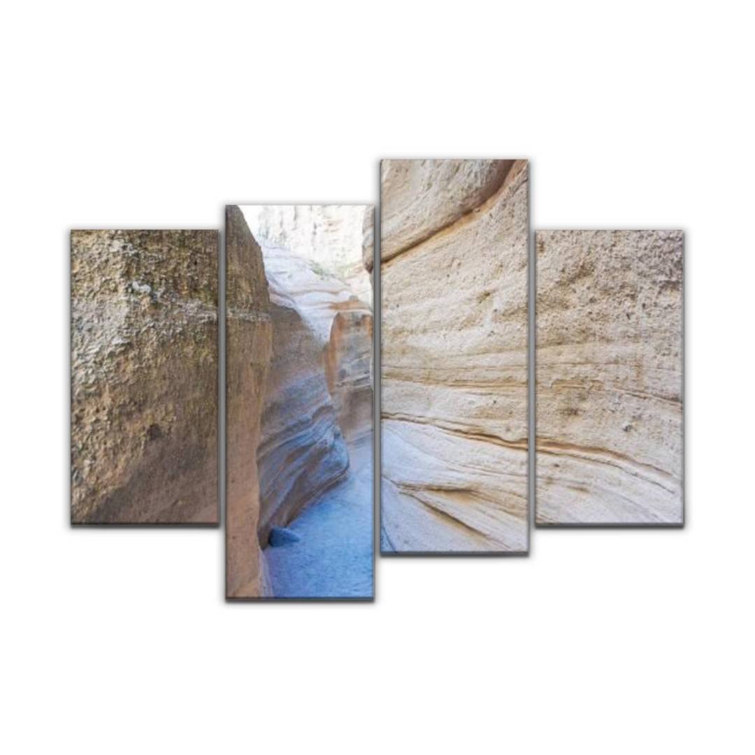 The Kasha Katuwe Tent Rocks National Monument Canvas Wall Art - 4 Panel Framed Modern Painting Prints for Living Room, Office & Home Decor - Perfect Gift for Nature Lovers & Southwest Style Enthusiasts
