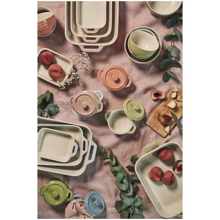 Staub Ceramic 2-Piece Rectangular Baking Dish Set - Pastel Macaron Color | Oven Safe Bakeware for Casseroles, Lasagna & Desserts | Perfect for Home Baking & Holiday Cooking