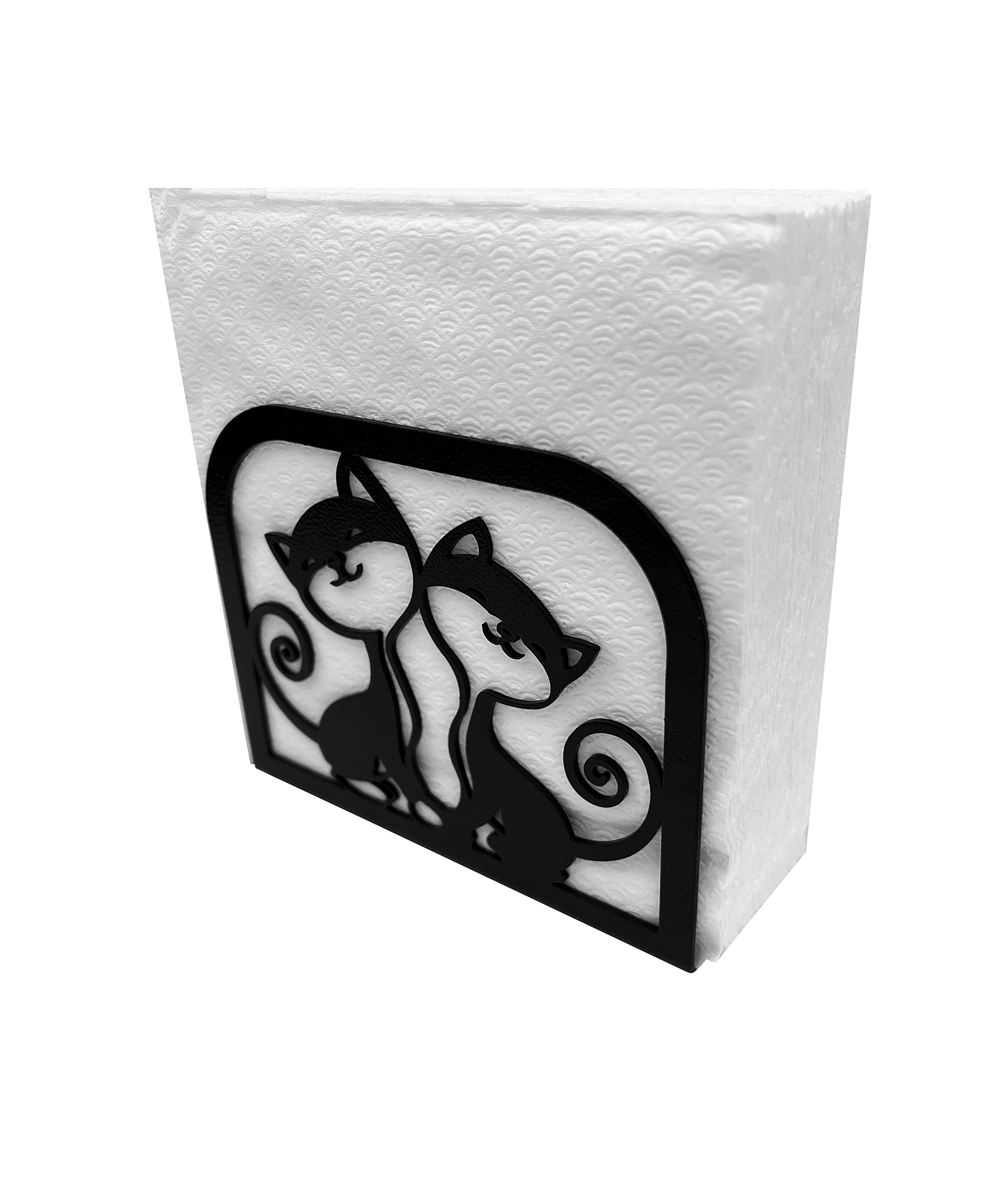 Modern Napkin Holder Dispenser - Elegant Kitchen & Dining Table Decor, Farmhouse Style Paper Napkin Stand with Twin Kitten Design | Perfect for Restaurants, Home Dining Rooms, and Party Table Settings