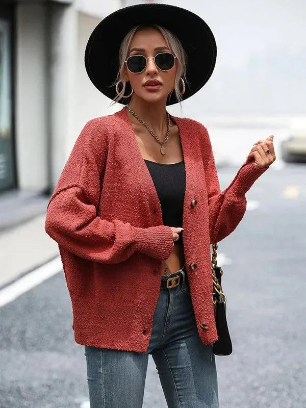 Women's V-Neck Button Cardigan Sweater - Soft & Stylish Knitwear for Casual Wear, Office & Layering