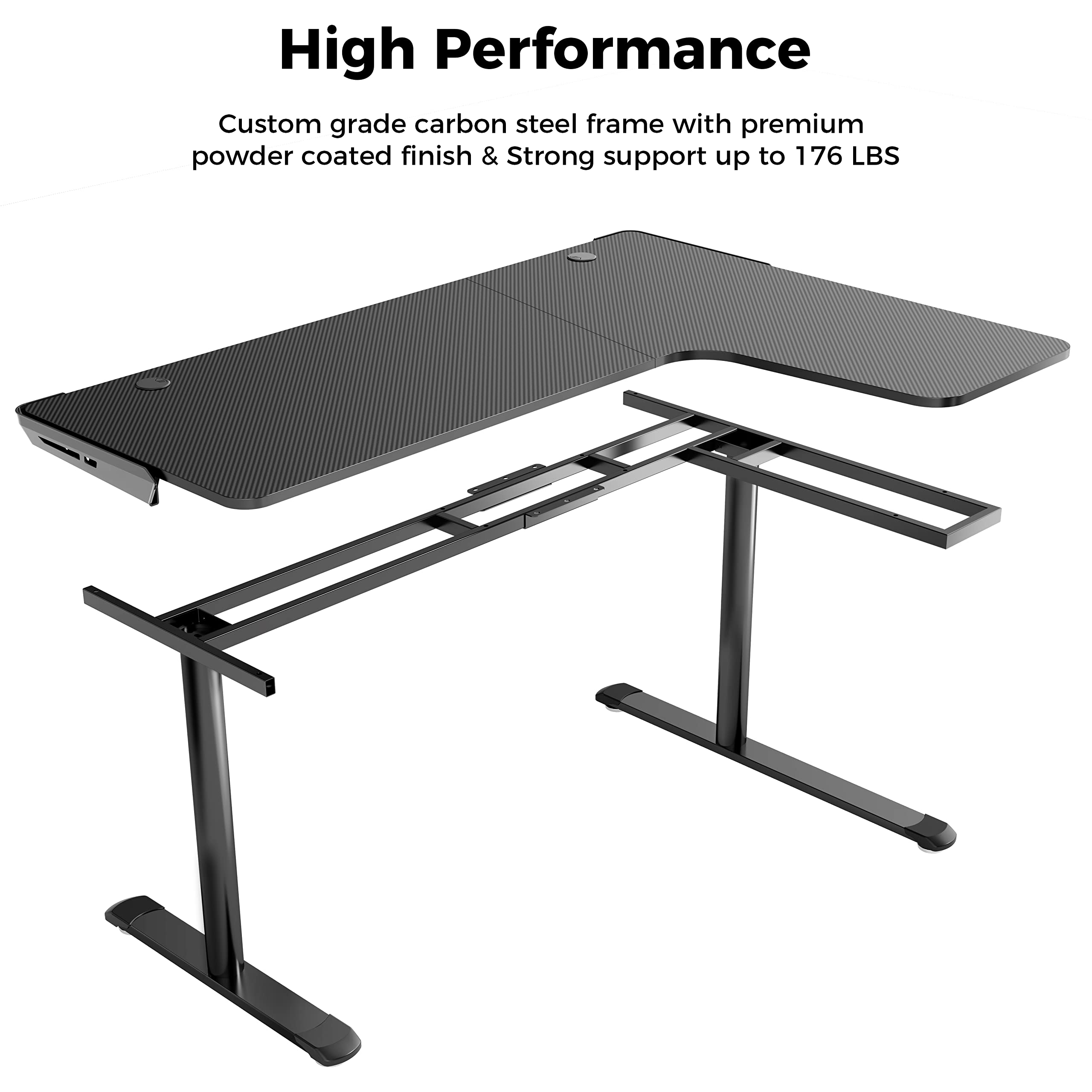 EUREKA ERGONOMIC L60 60-Inch L-Shaped Gaming Desk - Corner Computer Desk for Home Office, PC Gaming & Workstation with Mouse Pad & Cable Management - Space Saving, Easy to Assemble - Right Black - Perfect for Small Spaces & Multi-Monitor Setups