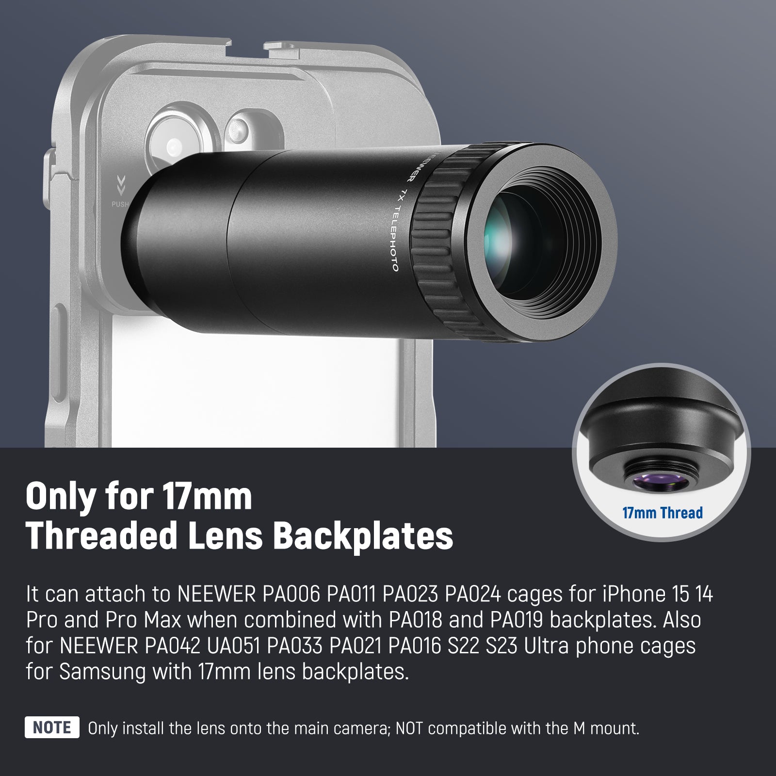 NEEWER LS 36 7x Telephoto Lens with 17mm Thread Mount for DSLR & Mirrorless Cameras - Perfect for Wildlife, Sports & Travel Photography