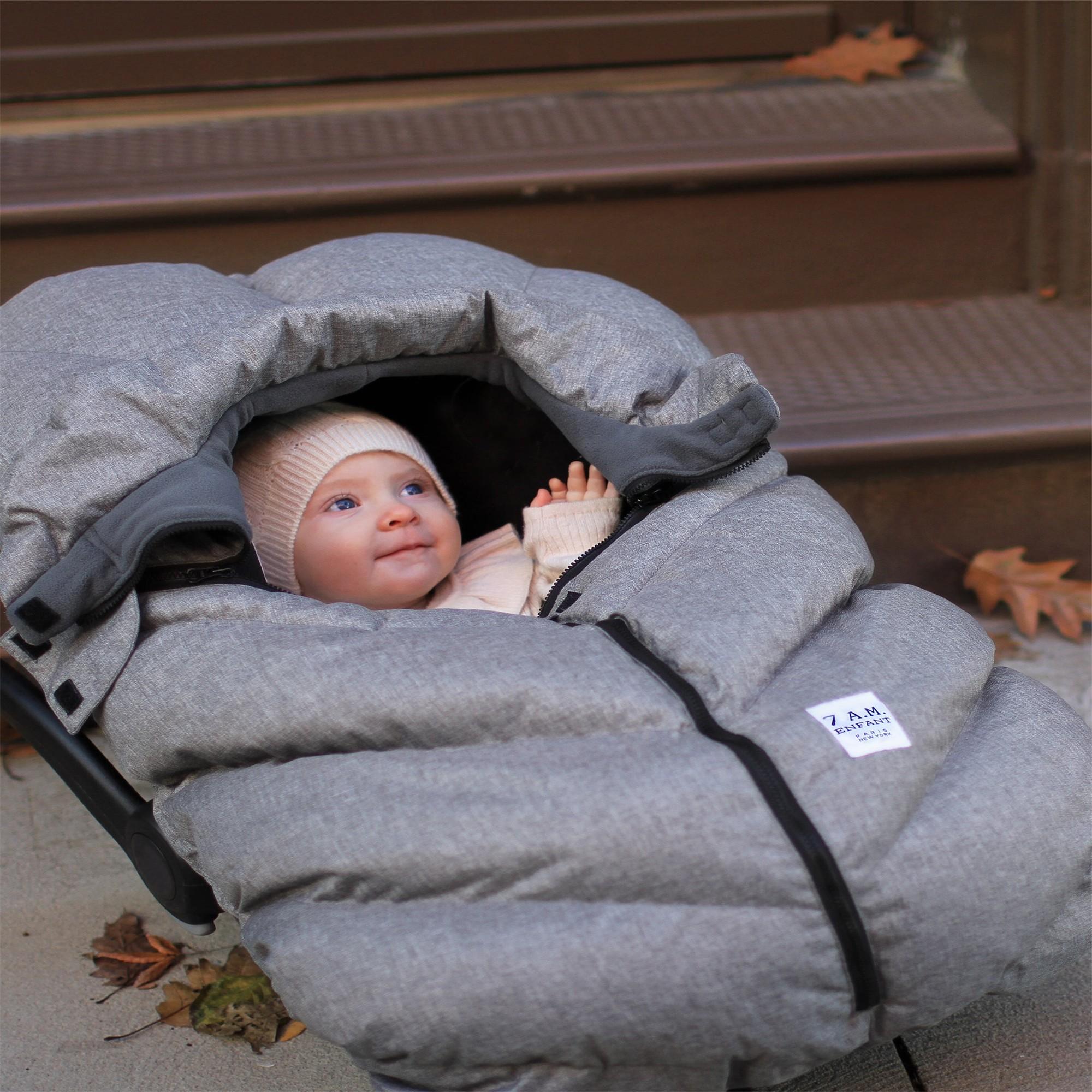 7AM Enfant Car Seat Cocoon - Premium Baby Car Seat Cover for All Seasons, Soft & Warm Heather Gray - Perfect for Strollers, Infant Carriers & Travel Protection