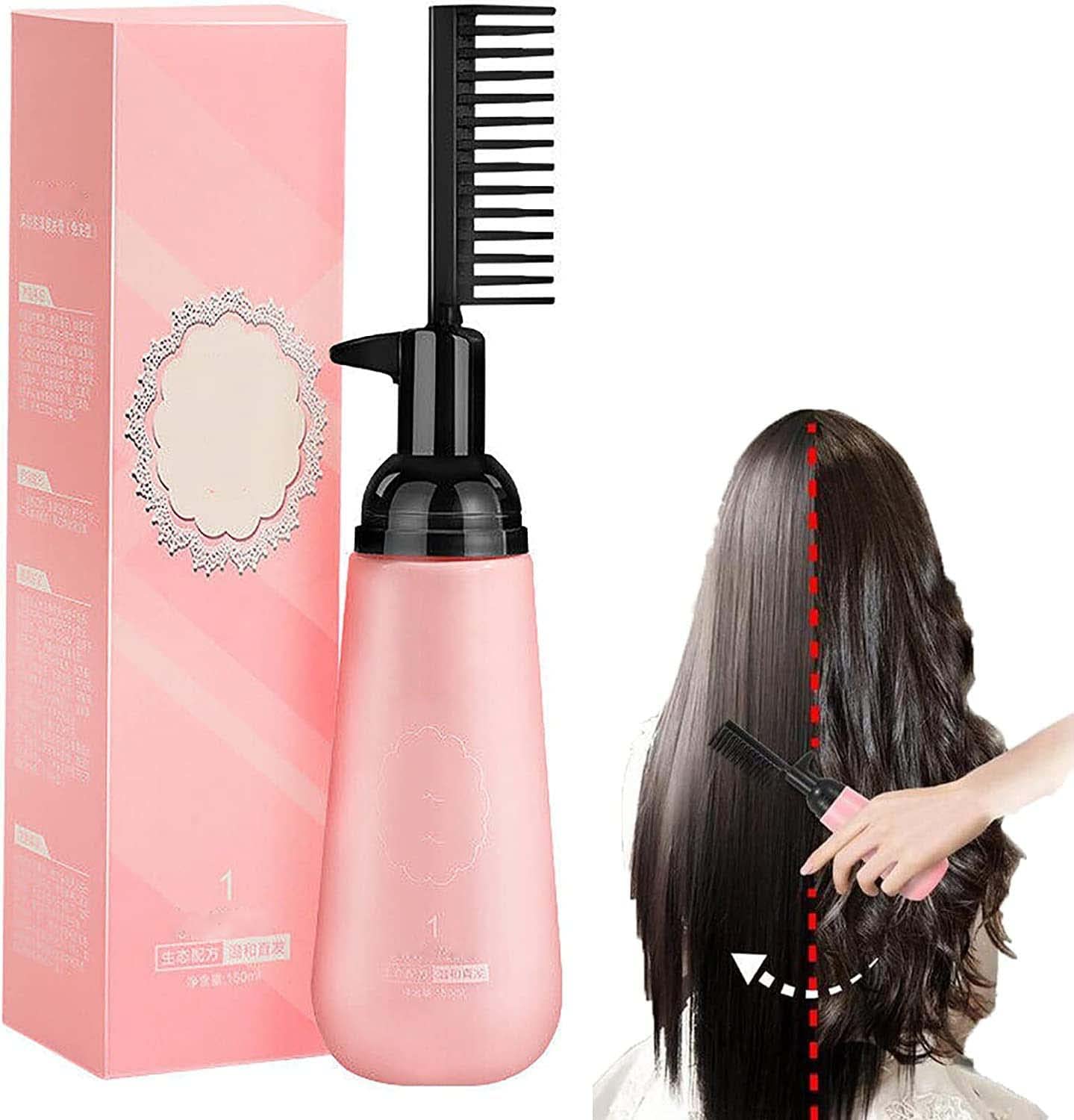3-Second Hair Straightening Cream with Brush - Fast & Easy Straightener Treatment for Curly, Wavy & All Hair Types - 150ml (1Pcs) - Perfect for Home Use, Travel & Salon-Quality Results