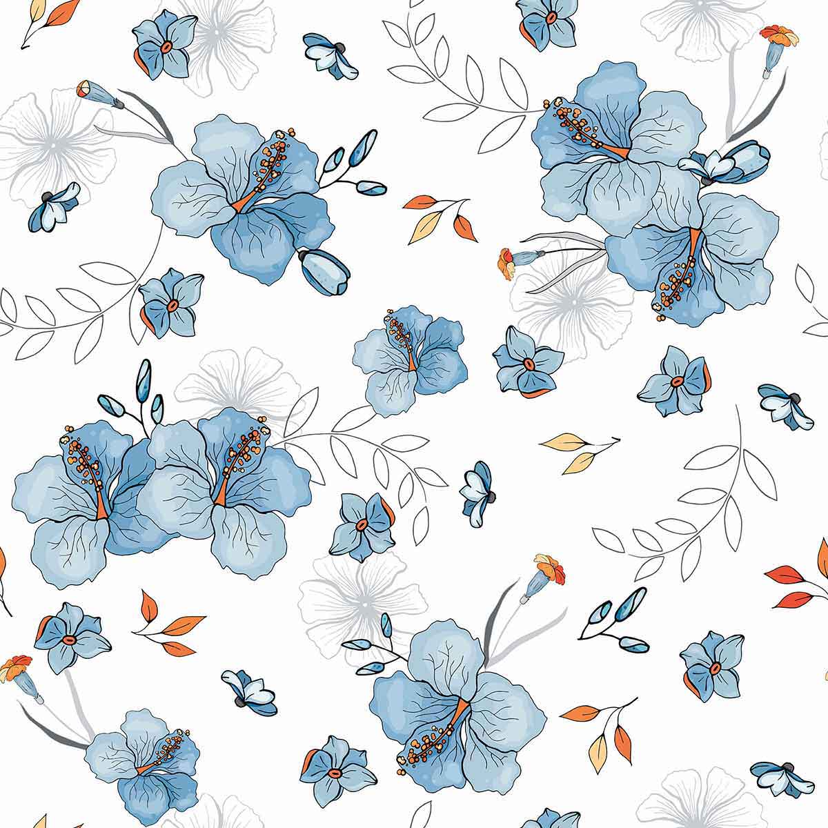 Blue Floral Peel and Stick Removable Wallpaper - Self-Adhesive Decorative Vinyl for Bedroom, Living Room & Nursery - Easy to Apply & Remove - Pattern 3102