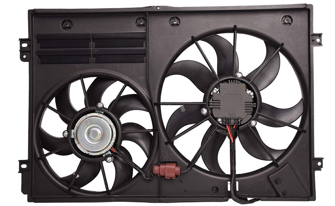 Bapmic 1K0959455DG Electric Cooling Fan Assembly Replacement for Audi A3 TT Jetta Passat Golf - High Performance Radiator Cooling Fan for Engine Overheating Protection - Perfect for Summer Driving & Heavy Traffic Conditions