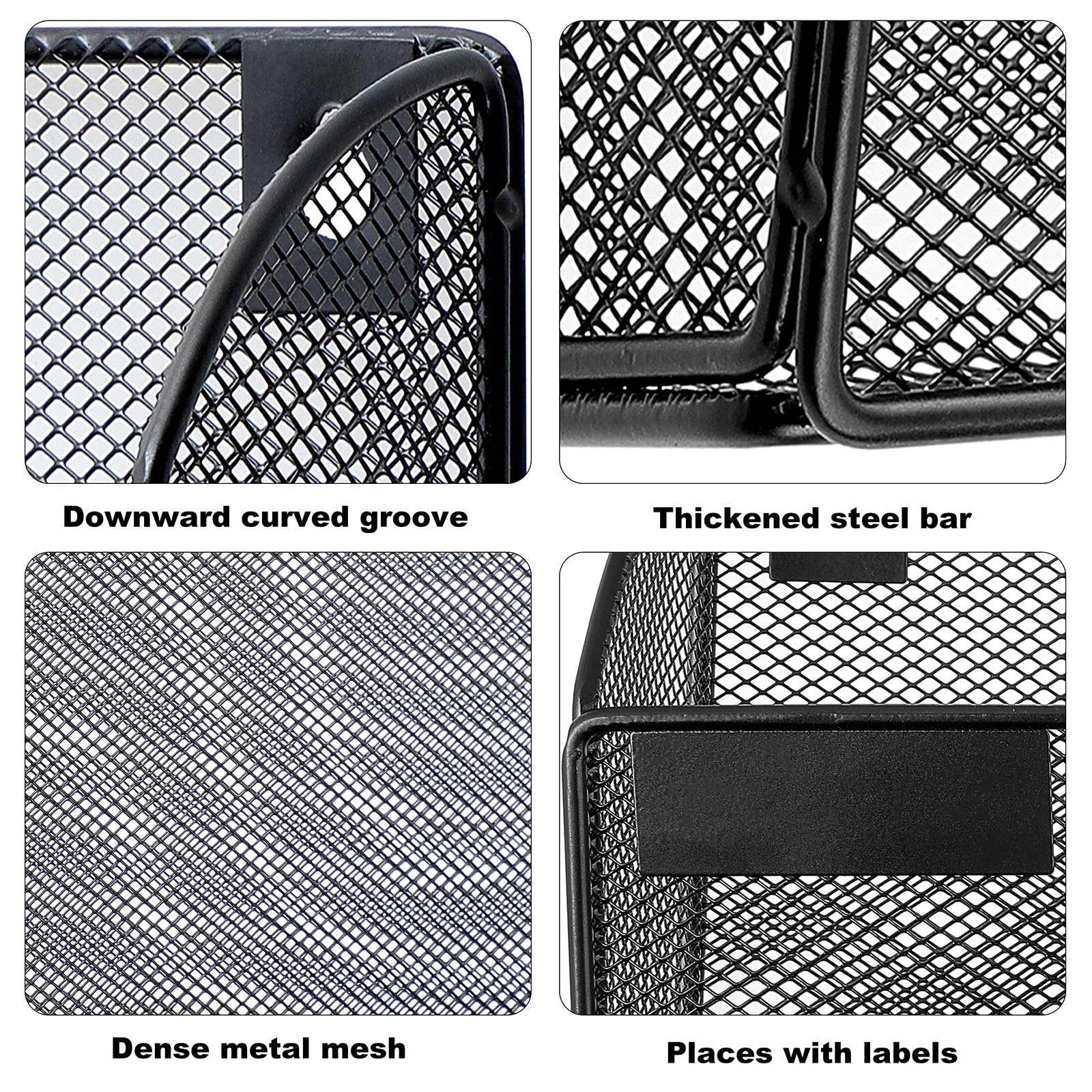 1 Pocket Mesh Wall File Holder Organizer - Hanging File Folder & Magazine Rack with Nametag Label Hooks - Black - Perfect for Office, Home, or Classroom Organization