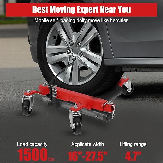 GARVEE 1500lbs Heavy Duty Car Wheel Dolly Set - 2 Pack with Ratcheting Pedal Lift for Easy Vehicle Moving | Perfect for Garage, Auto Repair Shops & DIY Car Maintenance