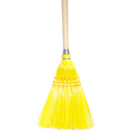 Heavy Duty Lobby Broom with Plastic Bristles and Wooden Handle - Commercial Grade Floor Sweeper for Office, Hotel & Restaurant Cleaning