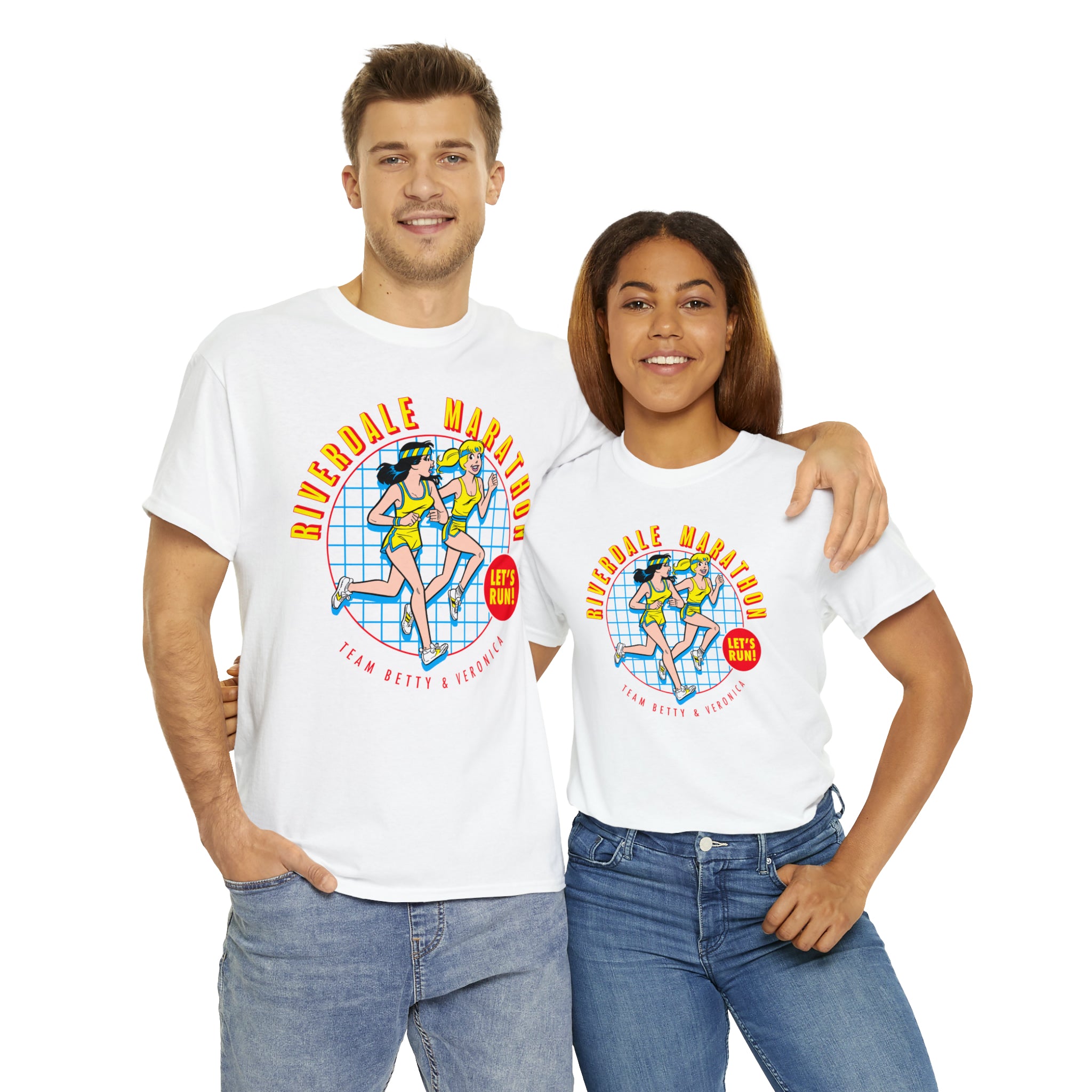 Riverdale Marathon Let's Run Graphic Tee - Unisex Heavy Cotton T-Shirt with Betty & Veronica Print | Casual Wear, TV Show Merchandise, Gifts for Fans