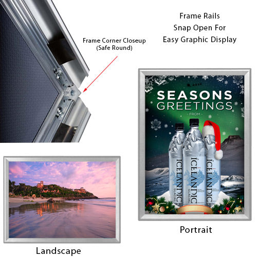 18x24 Safety Edge Corners Snap Frame Poster Sign Frames - 1 1/4