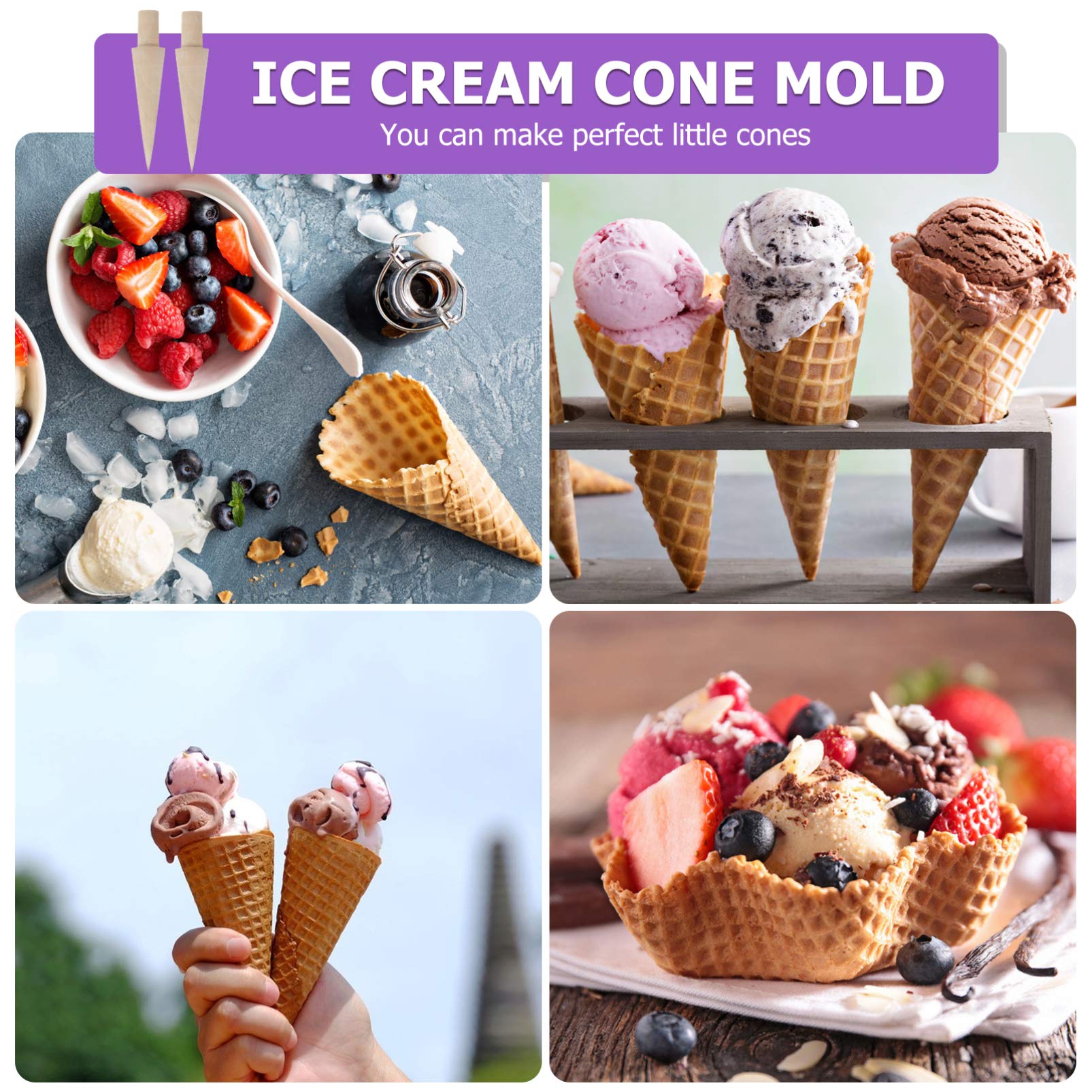 DOITOOL 2-Pack Ice Cream Cone Molds - Ergonomic DIY Kitchen Tool for Homemade Waffle Cones, Baking & Dessert Making - Perfect for Parties, Ice Cream Shops & Home Cooking