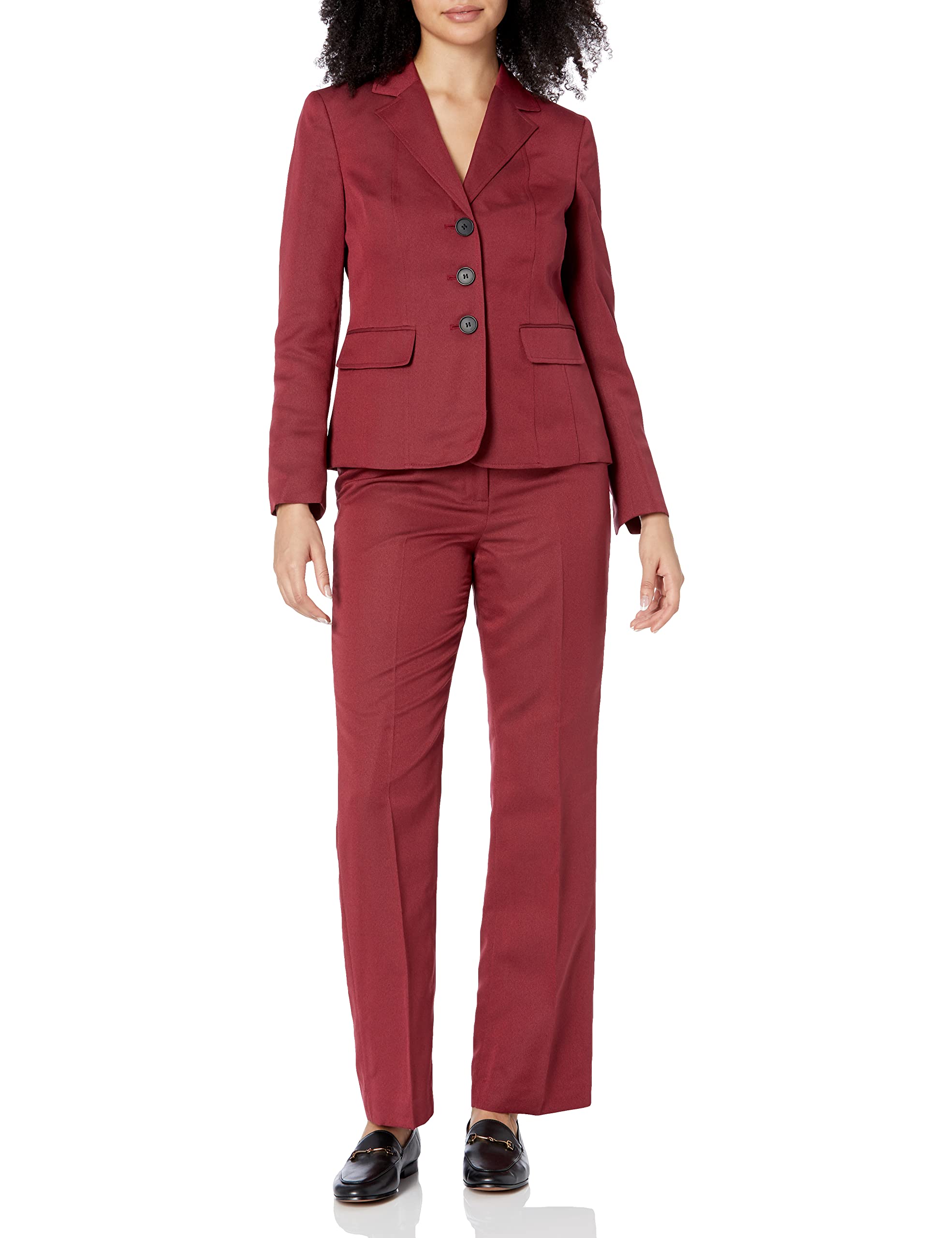 Le Suit Women's Pindot Three Button Blazer & Kate Pant Suit Set - Professional Office Wear for Business Women & Formal Occasions