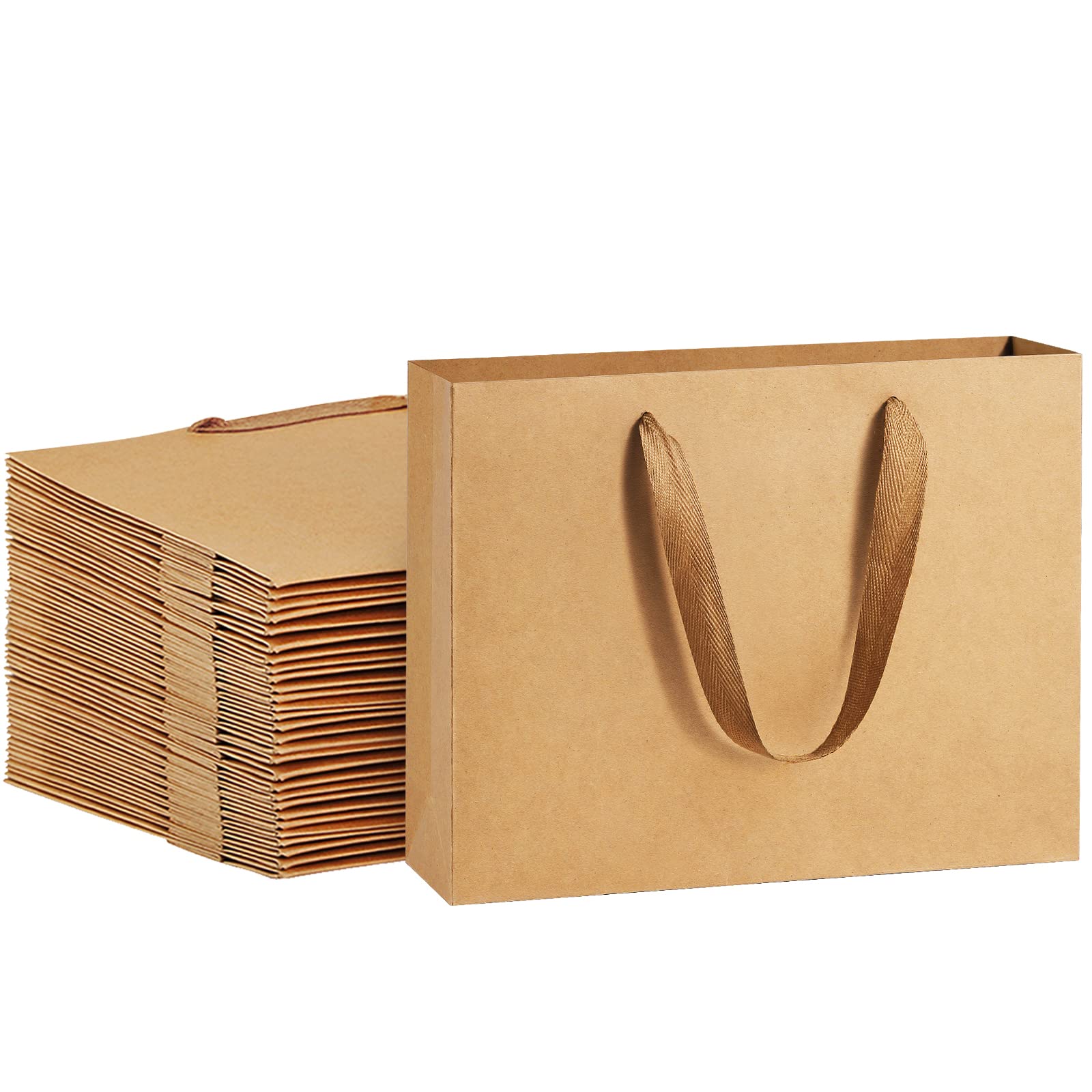 **25-Pack Heavy Duty Brown Kraft Paper Bags with Soft Cloth Handles - 8.6x4x7 Inches - Perfect for Party Favors, Retail Merchandise & Gift Packaging**